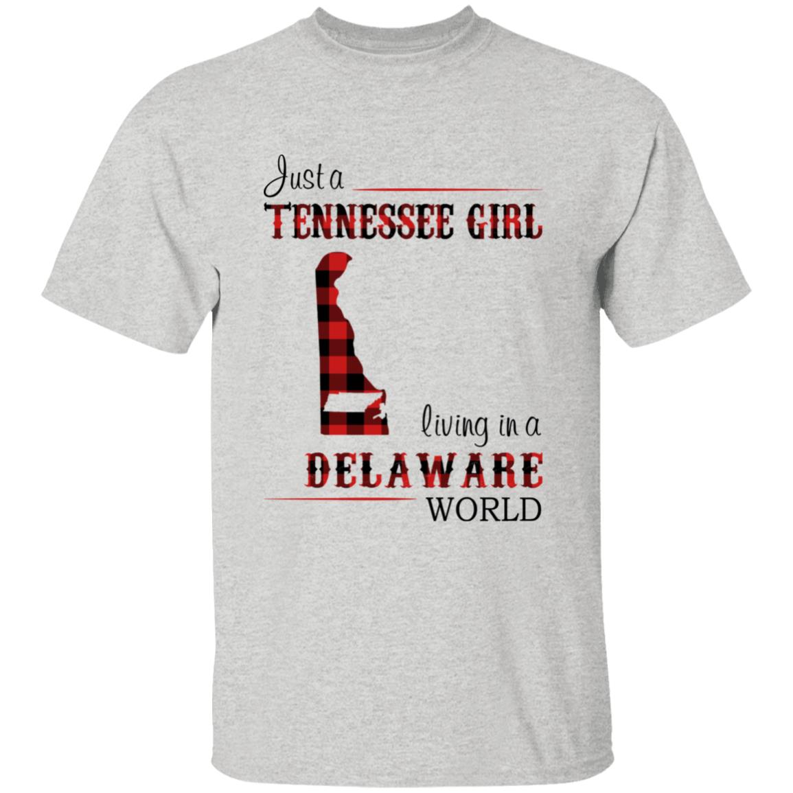 Just A Tennessee Girl Living In A Delaware World T-shirt - T-shirt Born Live Plaid Red Teezalo