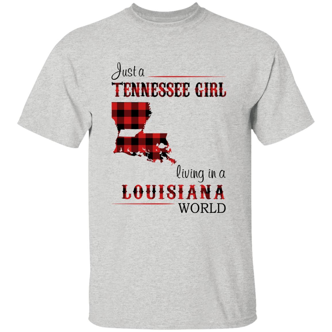 Just A Tennessee Girl Living In A Louisiana World T-shirt - T-shirt Born Live Plaid Red Teezalo