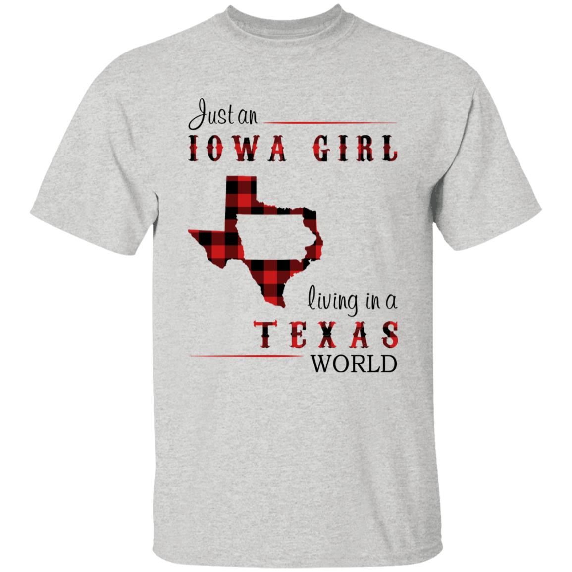 Just An Iowa Girl Living In A Texas World T-shirt - T-shirt Born Live Plaid Red Teezalo