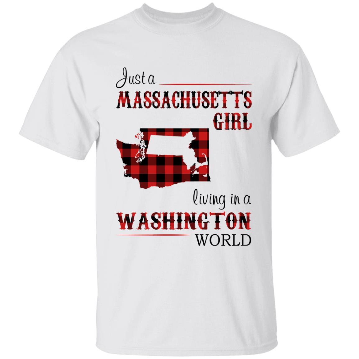 Just A Massachusetts Girl Living In A Washington World T-shirt - T-shirt Born Live Plaid Red Teezalo