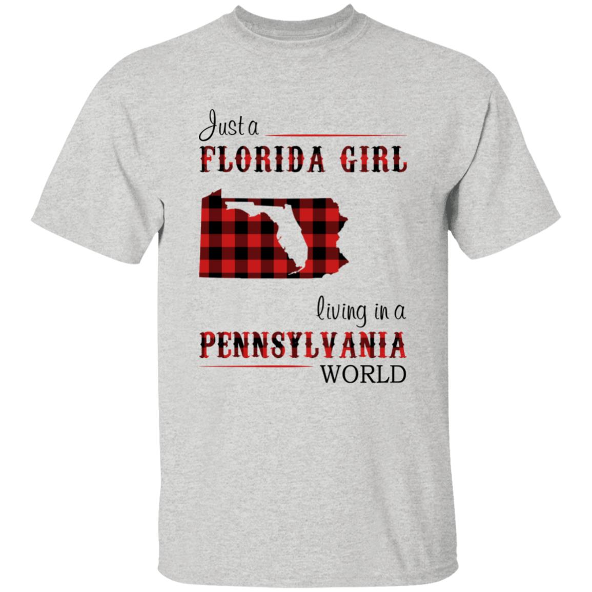 Just A Florida Girl Living In A Pennsylvania World T-shirt - T-shirt Born Live Plaid Red Teezalo