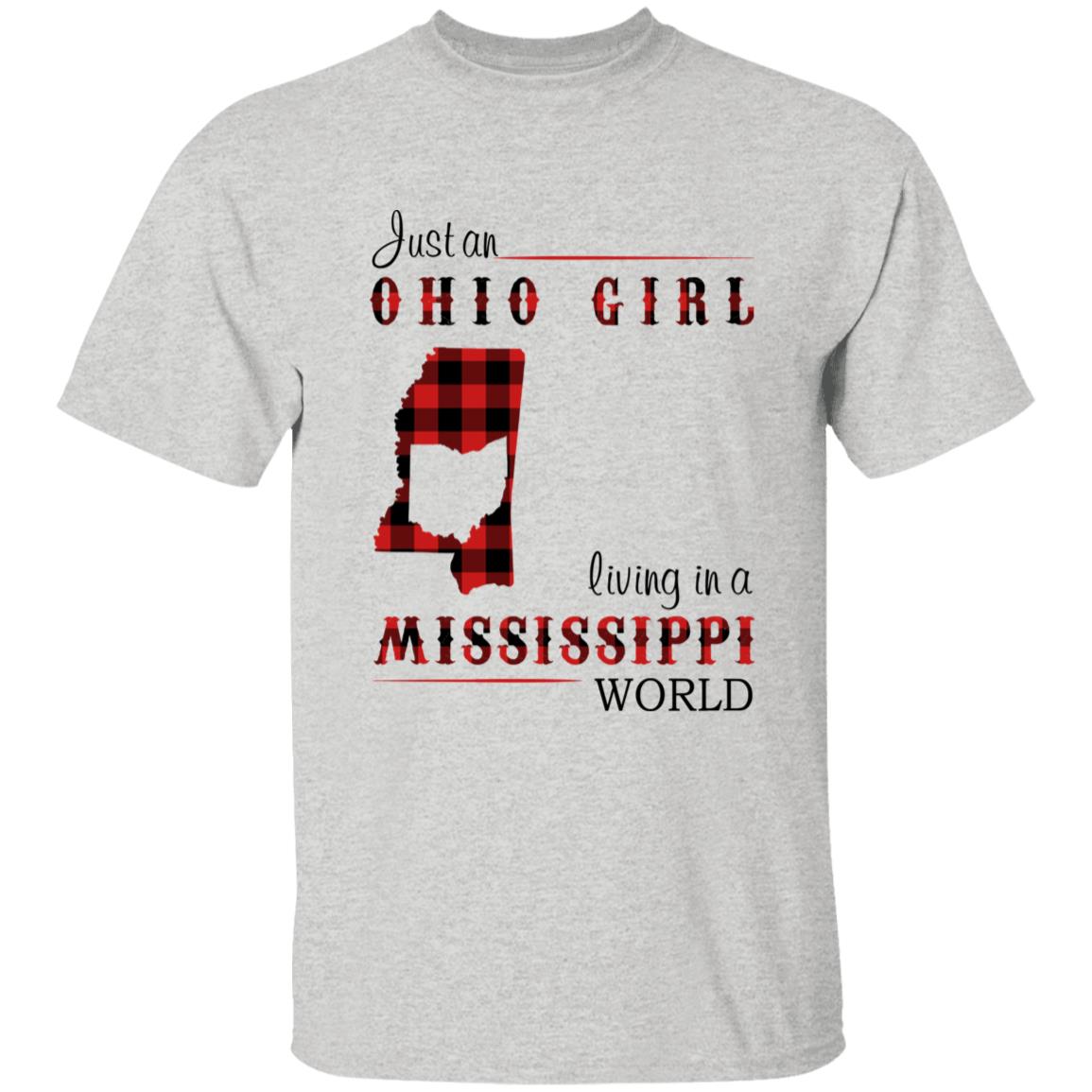 Just An Ohio Girl Living In A Mississippi World T-shirt - T-shirt Born Live Plaid Red Teezalo