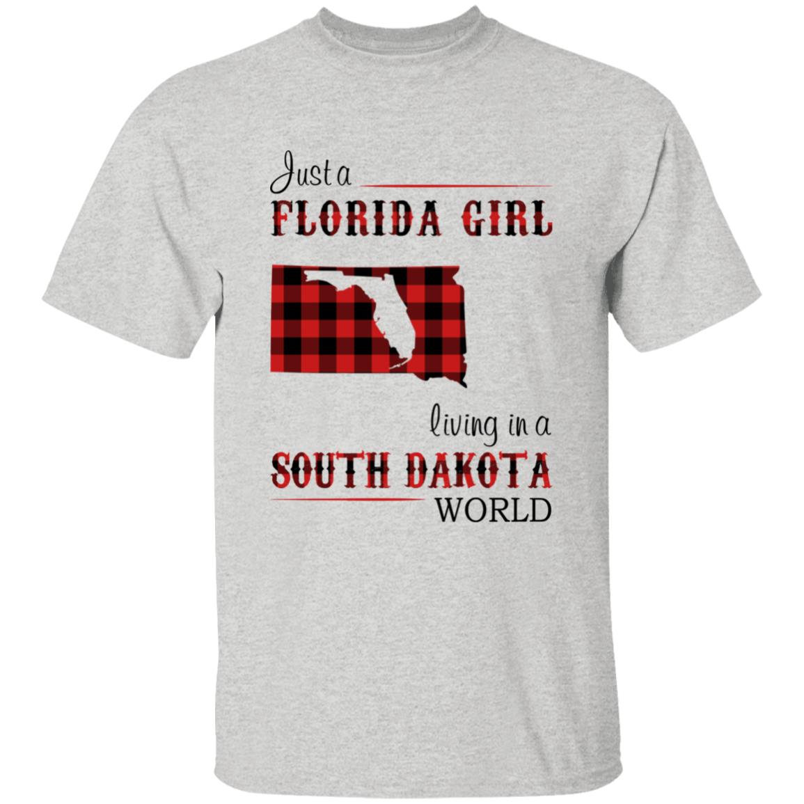 Just A Florida Girl Living In A South Dakota World T-shirt - T-shirt Born Live Plaid Red Teezalo