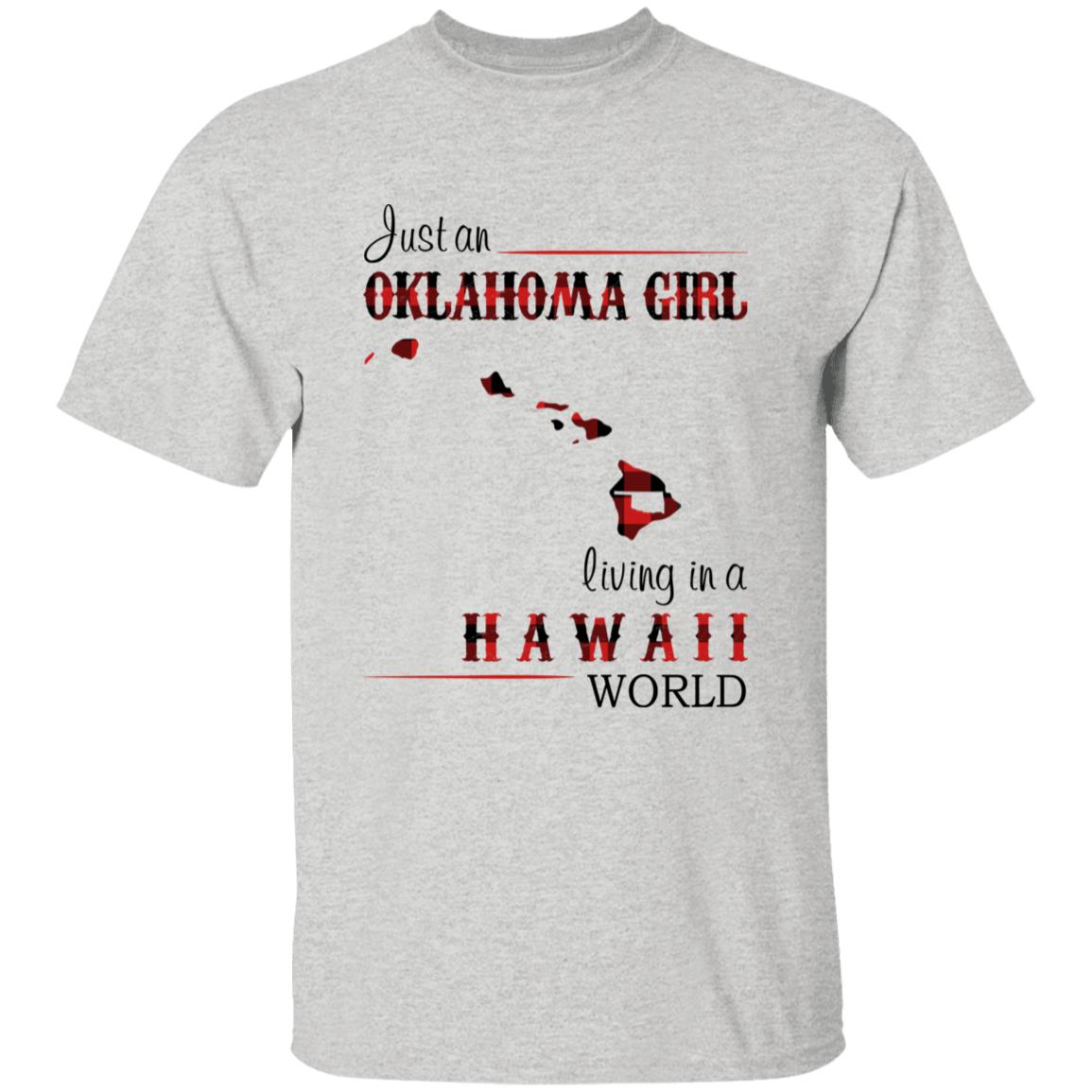 Just An Oklahoma Girl Living In A Hawaii World T-shirt - T-shirt Born Live Plaid Red Teezalo