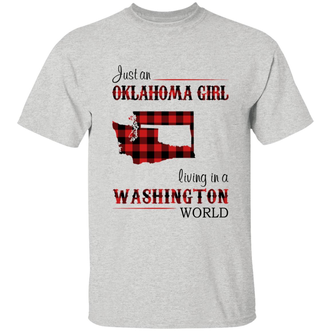 Just An Oklahoma Girl Living In A Washington World T-shirt - T-shirt Born Live Plaid Red Teezalo