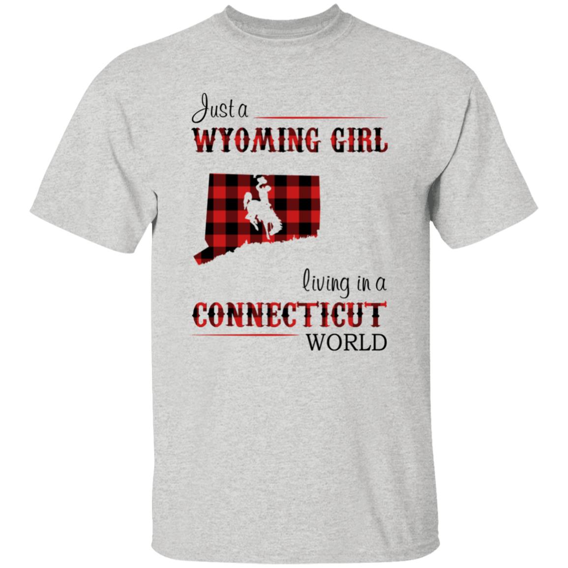 Just A Wyoming Girl Living In A Connecticut World T-shirt - T-shirt Born Live Plaid Red Teezalo