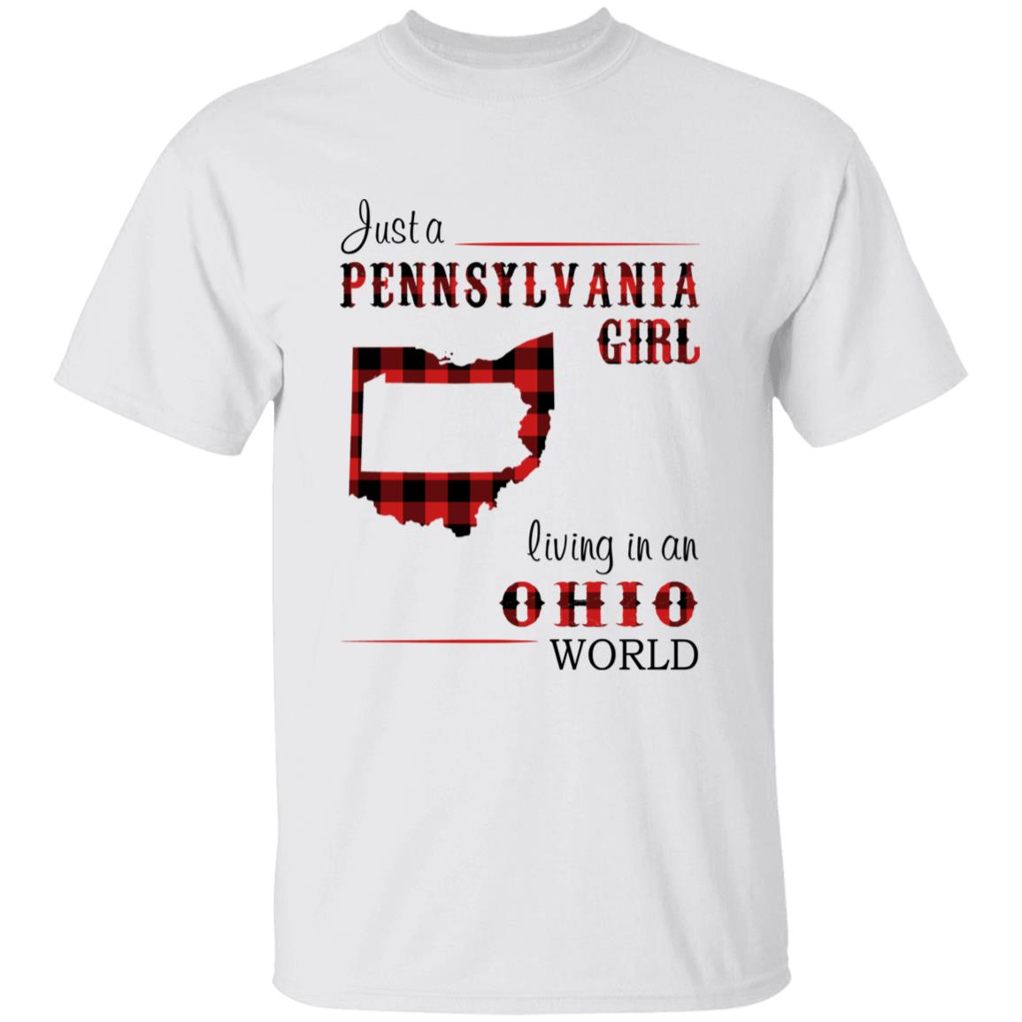 Just A Pennsylvania Girl Living In An Ohio World T-shirt - T-shirt Born Live Plaid Red Teezalo