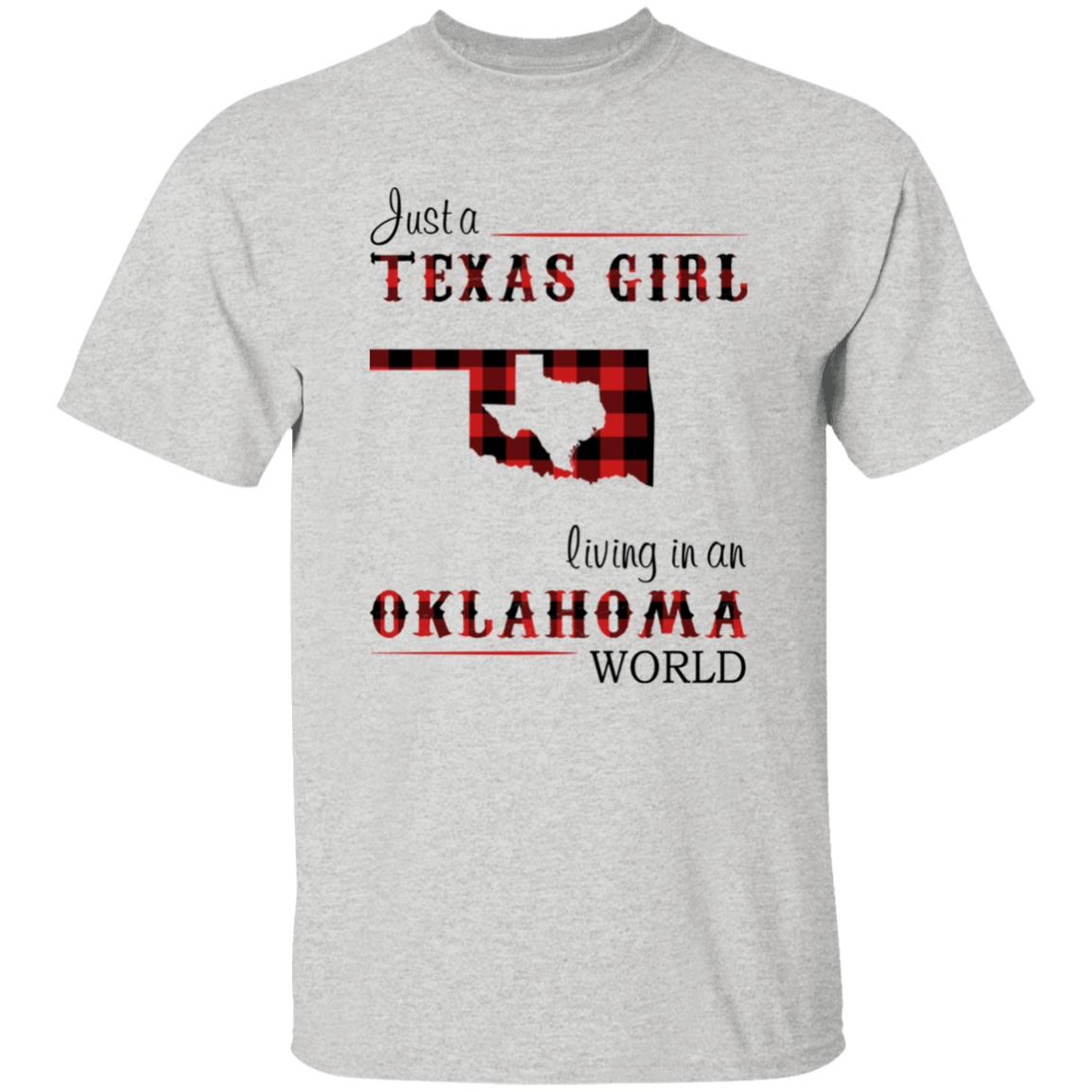 Just A Texas Girl Living In An Oklahoma World T-shirt - T-shirt Born Live Plaid Red Teezalo