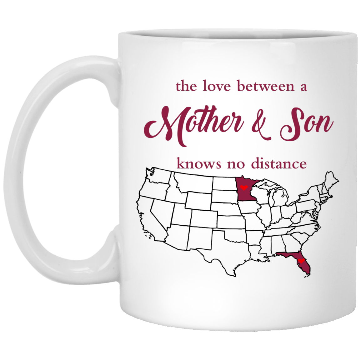 Florida Minnesota The Love Between Mother And Son Mug - Mug Teezalo