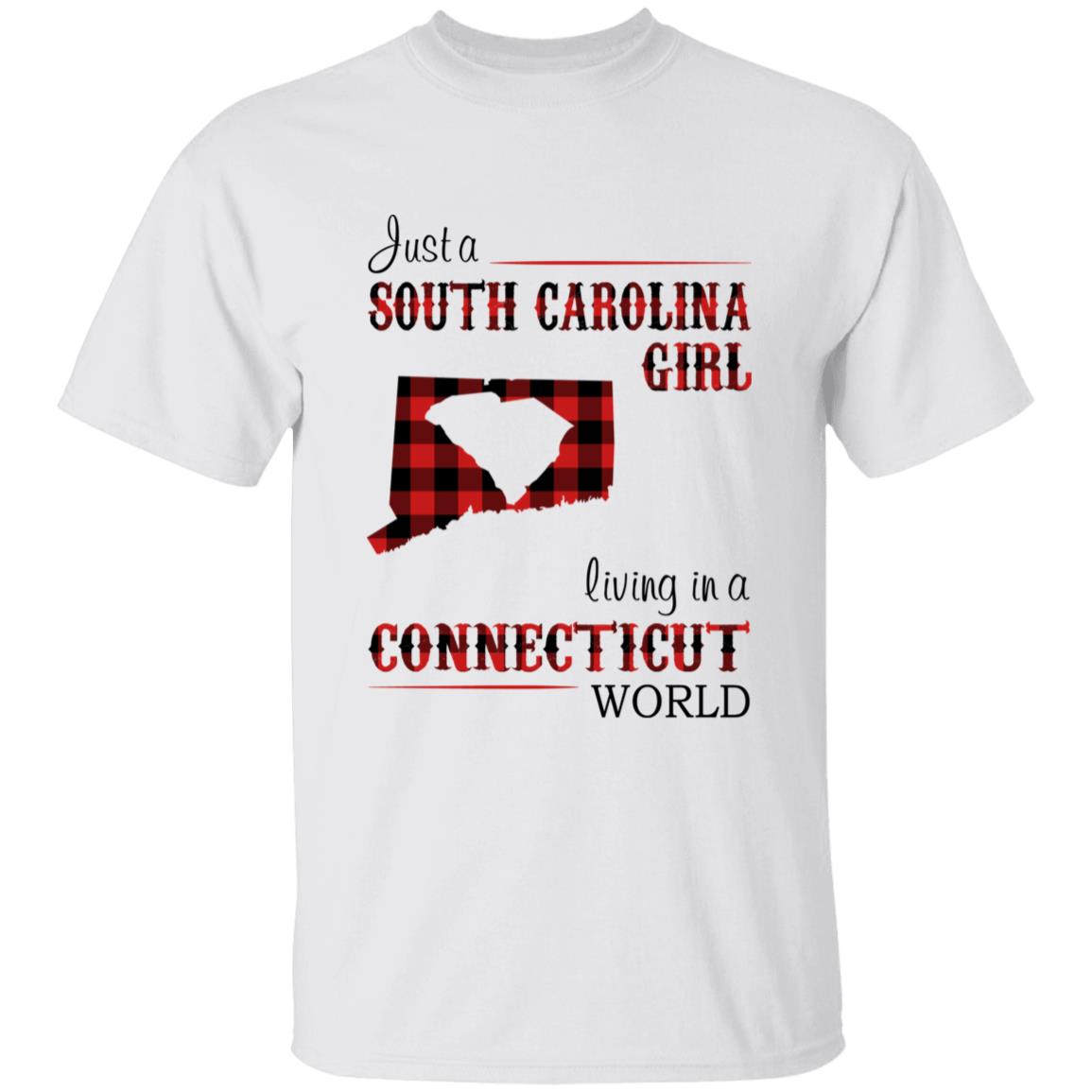 Just A South Carolina Girl Living In A Connecticut World T-shirt - T-shirt Born Live Plaid Red Teezalo