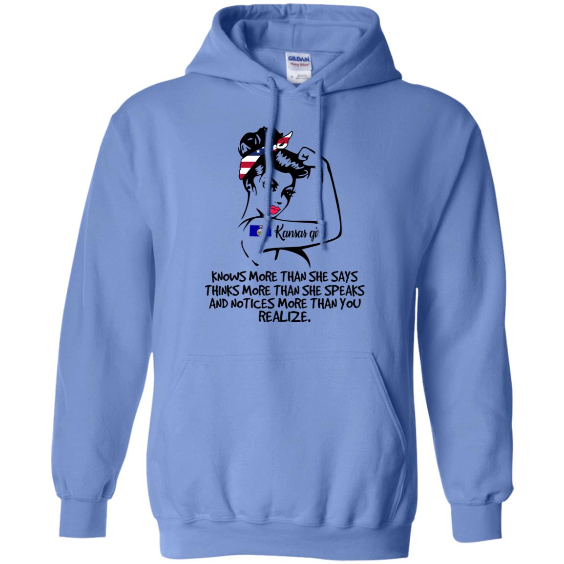 Kansas Girl Knows More Than She Says Hoodie - Hoodie Teezalo