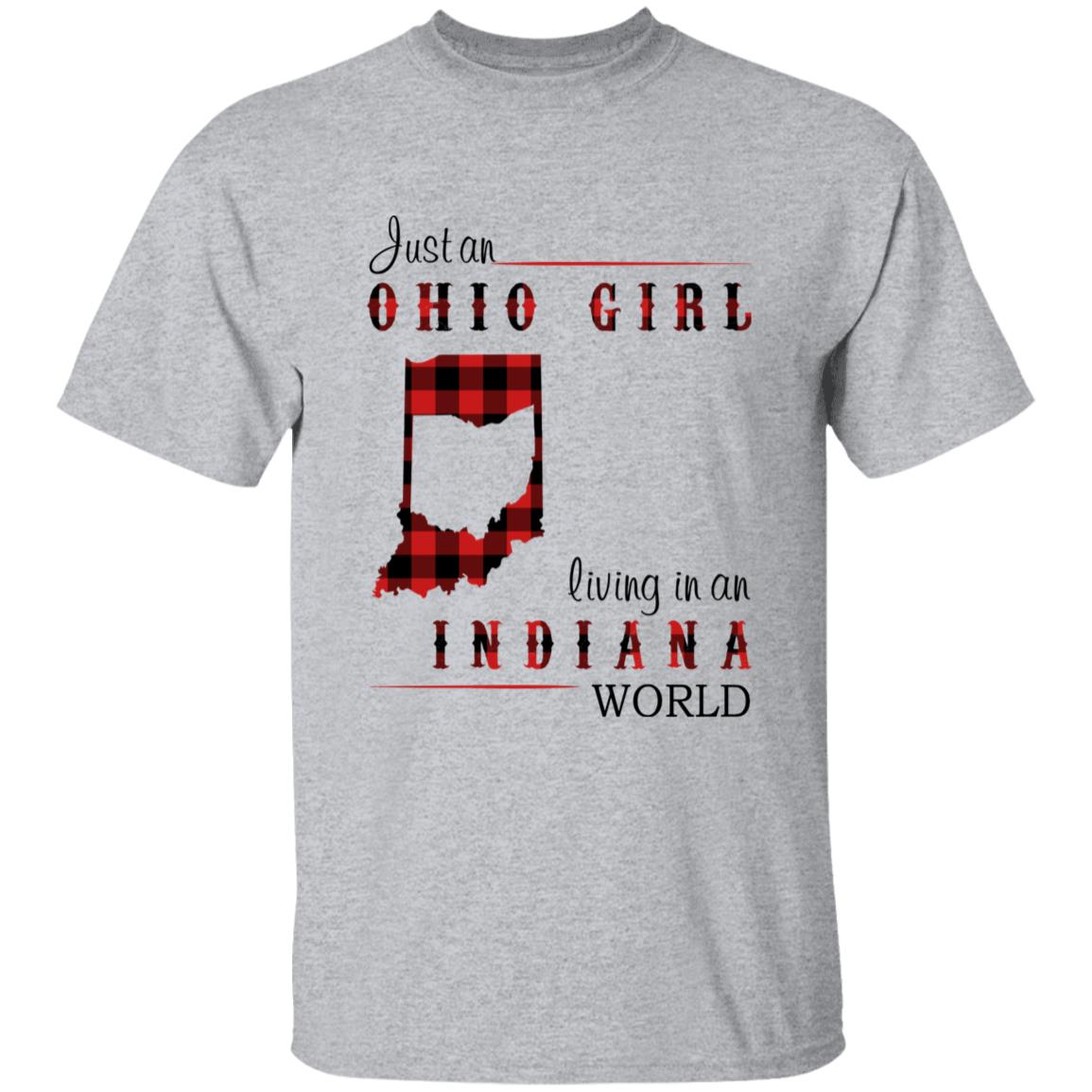 Just An Ohio Girl Living In An Indiana World T-shirt - T-shirt Born Live Plaid Red Teezalo