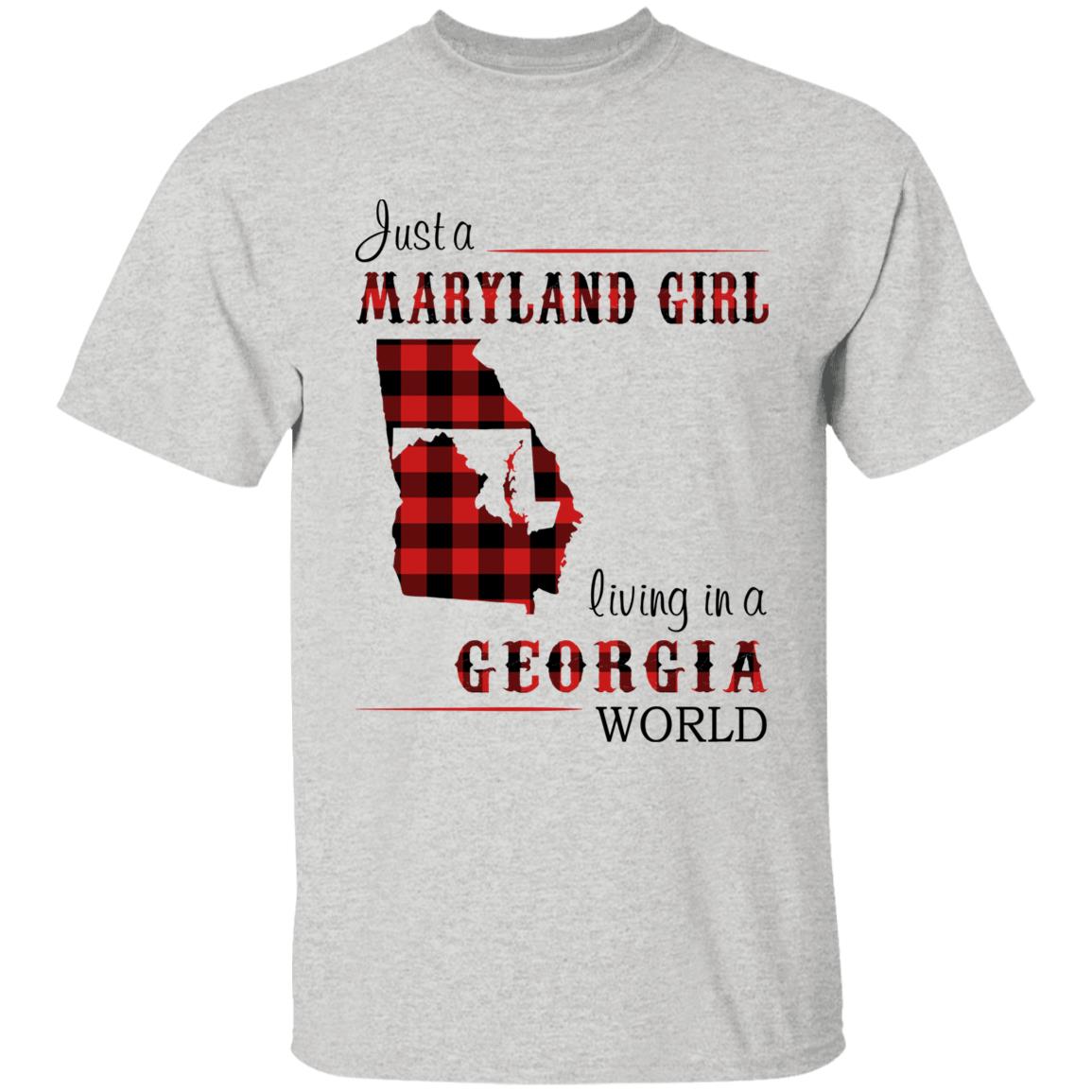 Just A Maryland Girl Living In A Georgia World T-shirt - T-shirt Born Live Plaid Red Teezalo