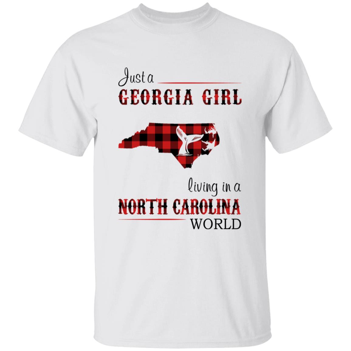 Just A Georgia Girl Living In A North Carolina World T-shirt - T-shirt Born Live Plaid Red Teezalo