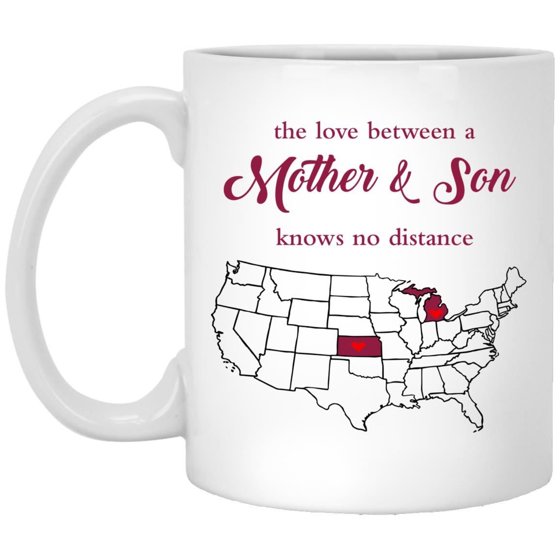 Kansas Michigan The Love Between Mother And Son Mug - Mug Teezalo