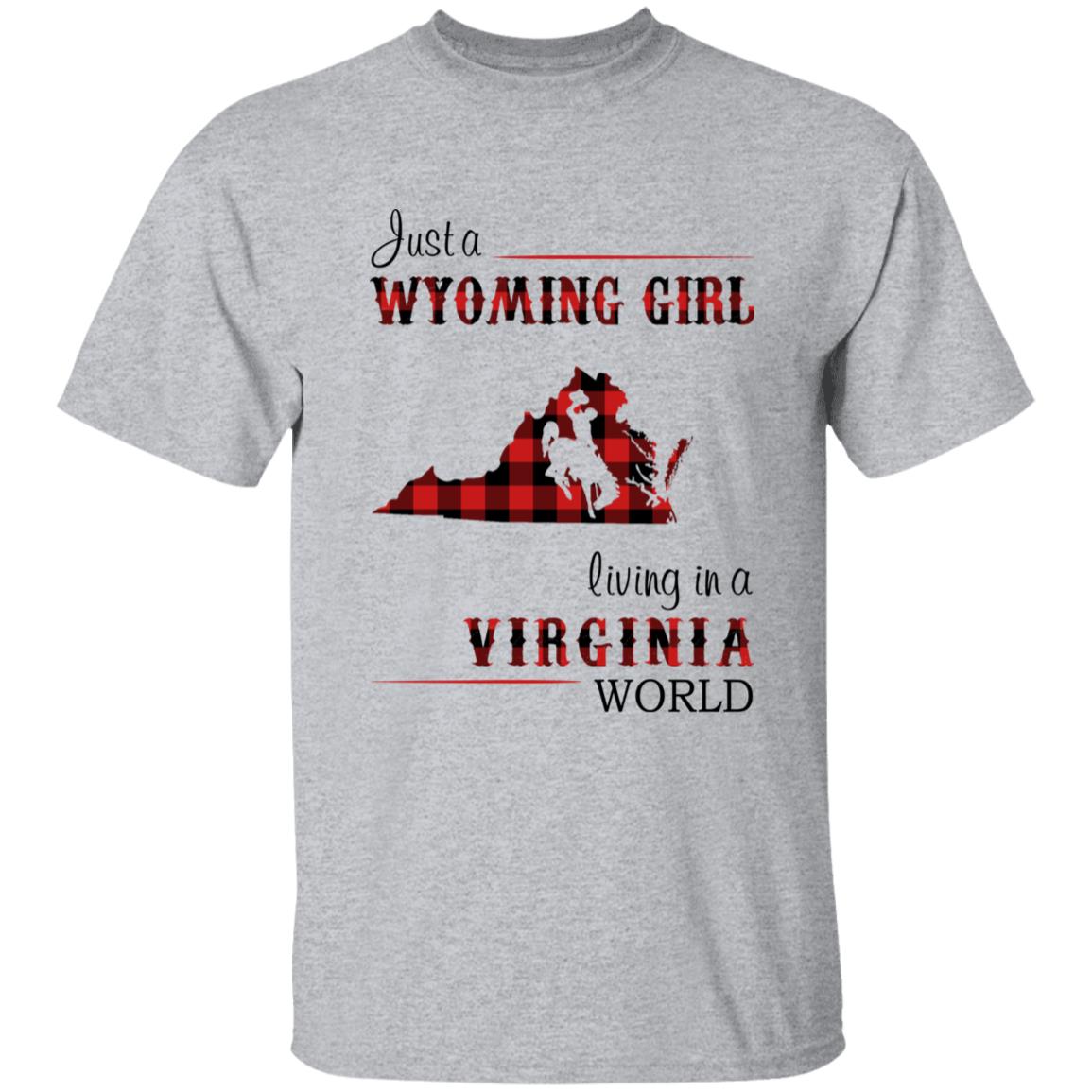 Just A Wyoming Girl Living In A Virginia World T-shirt - T-shirt Born Live Plaid Red Teezalo