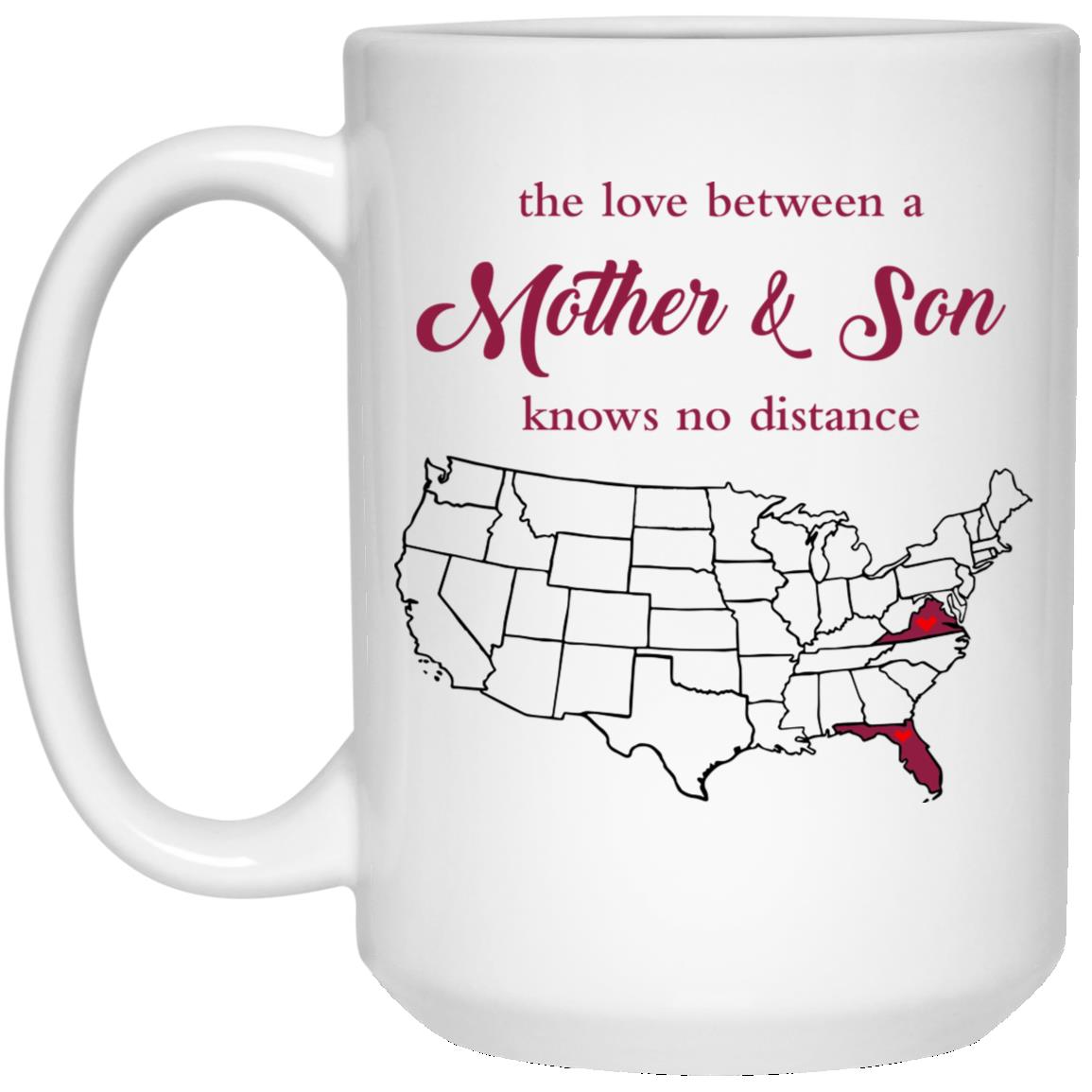 Florida Virginia The Love Between Mother And Son Mug - Mug Teezalo