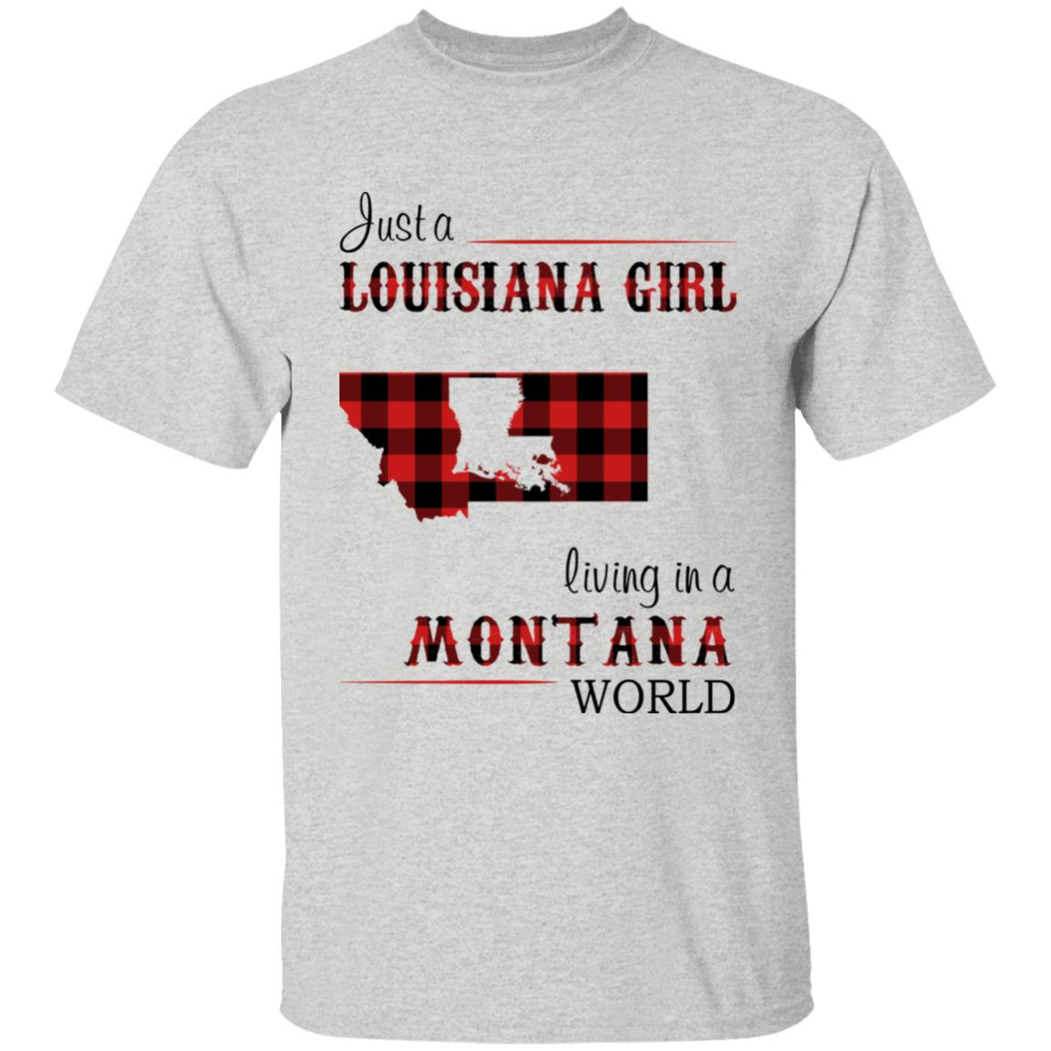 Just A Louisiana Girl Living In A Montana World T-shirt - T-shirt Born Live Plaid Red Teezalo