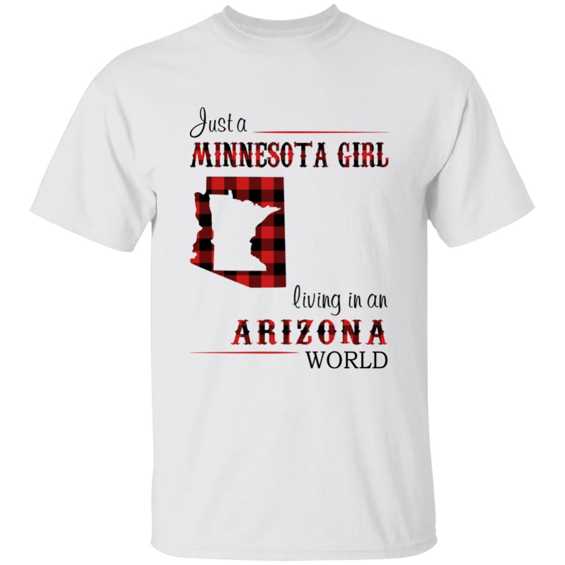 Just A Minnesota Girl Living In An Arizona World T-shirt - T-shirt Born Live Plaid Red Teezalo