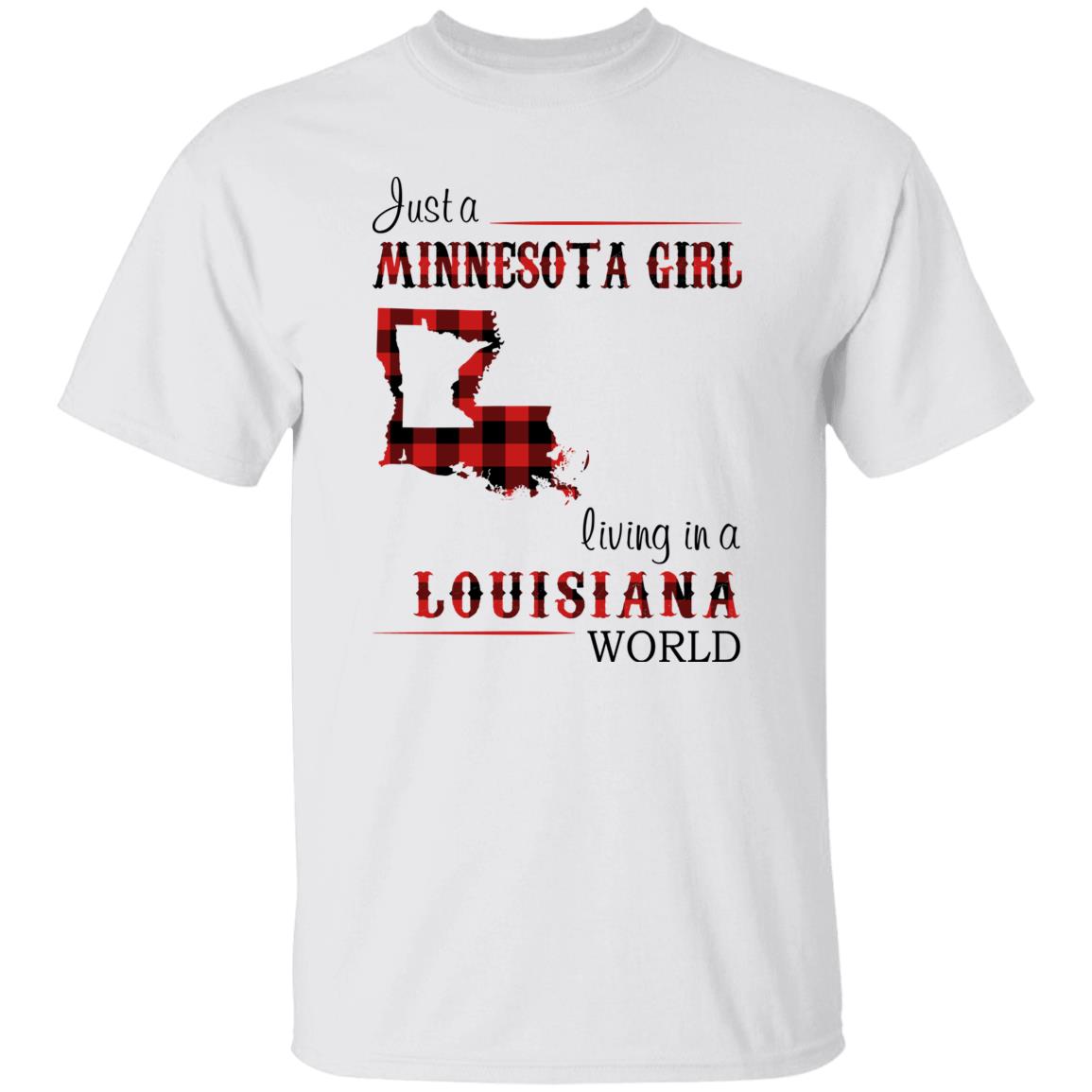 Just A Minnesota Girl Living In A Louisiana World T-shirt - T-shirt Born Live Plaid Red Teezalo