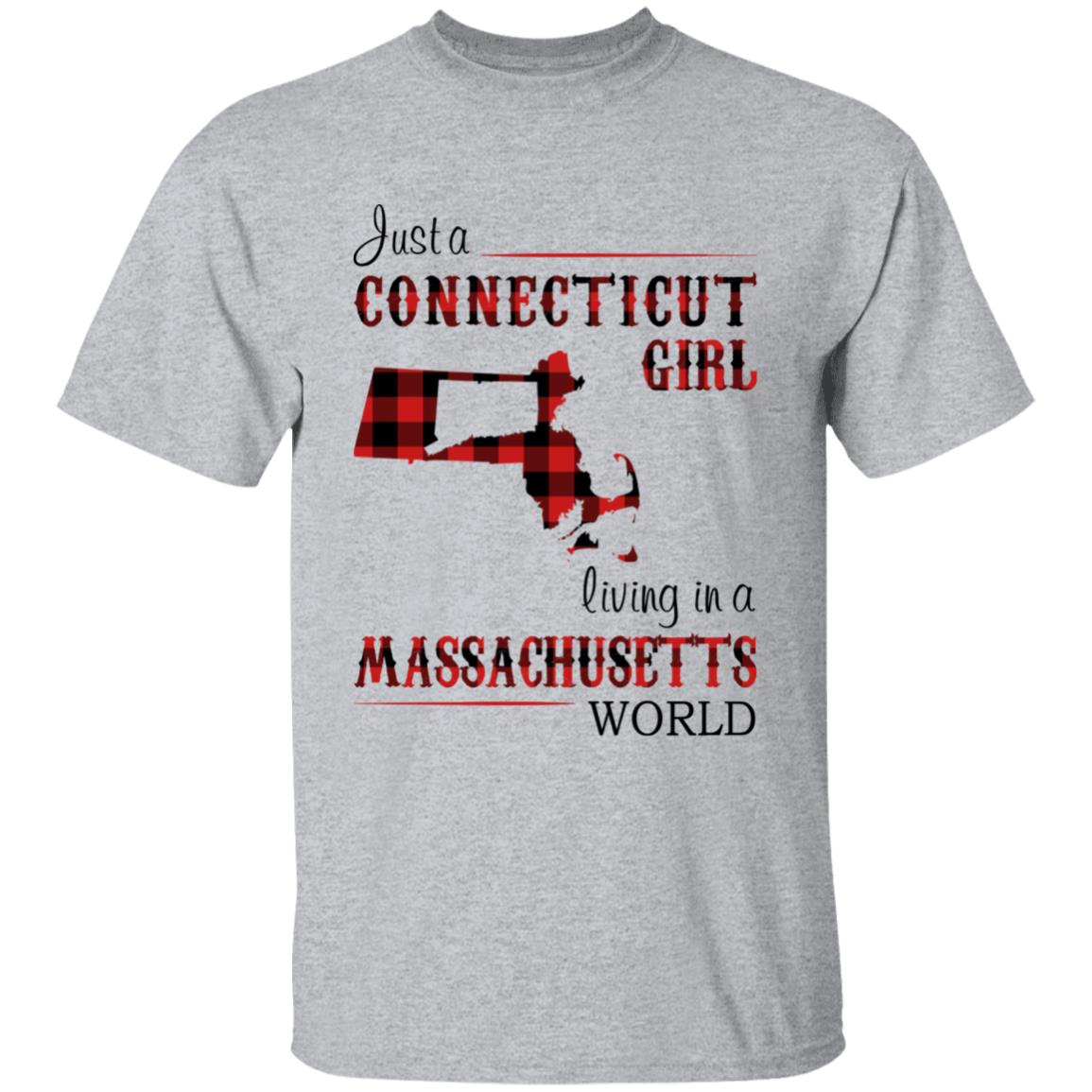 Just A Connecticut Girl Living In A Massachusetts World T-shirt - T-shirt Born Live Plaid Red Teezalo