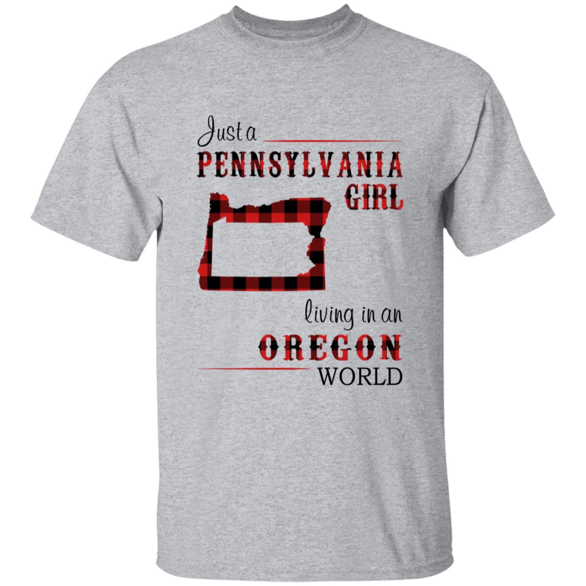 Just A Pennsylvania Girl Living In An Oregon World T-shirt - T-shirt Born Live Plaid Red Teezalo