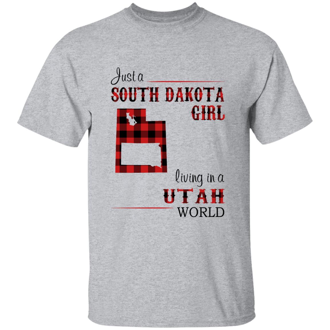 Just A South Dakota Girl Living In A Utah World T-shirt - T-shirt Born Live Plaid Red Teezalo