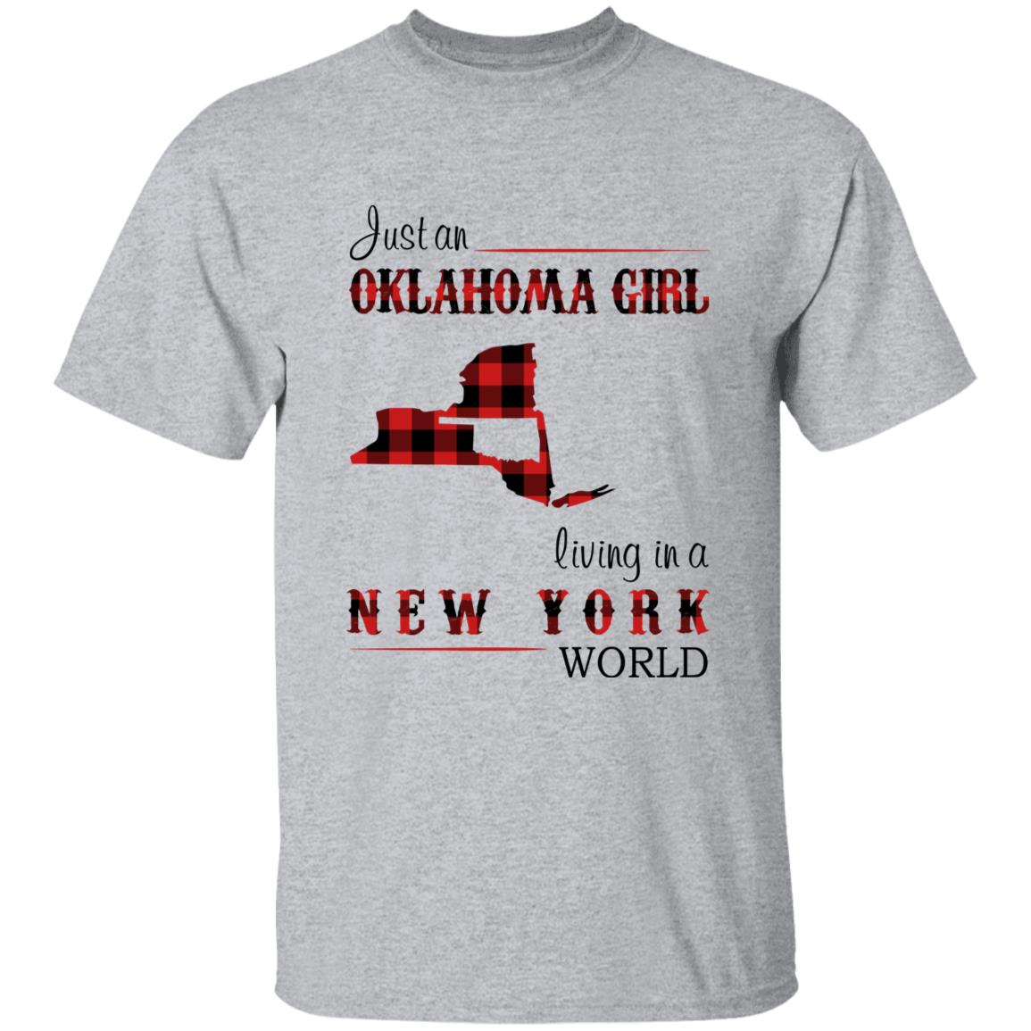 Just An Oklahoma Girl Living In A New York World T-shirt - T-shirt Born Live Plaid Red Teezalo