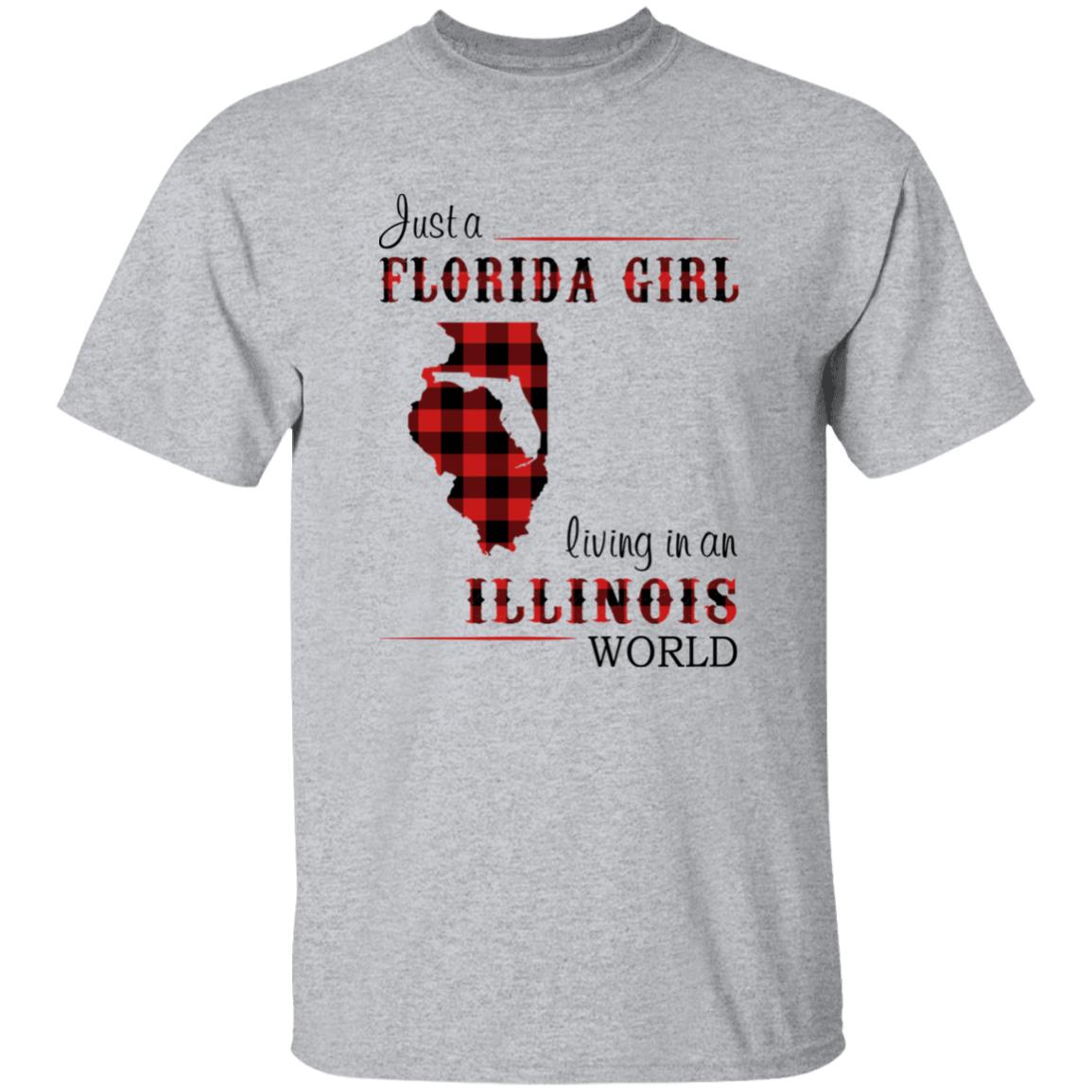 Just Florida Girl Living In An Illinois World T-shirt - T-shirt Born Live Plaid Red Teezalo