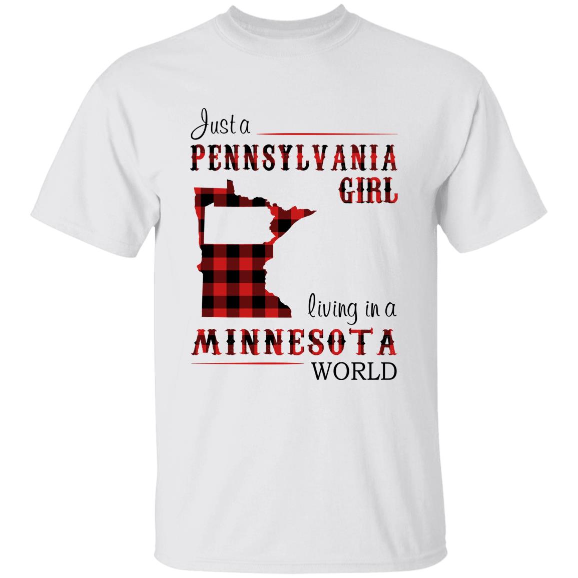 Just A Pennsylvania Girl Living In A Minnesota World T-shirt - T-shirt Born Live Plaid Red Teezalo