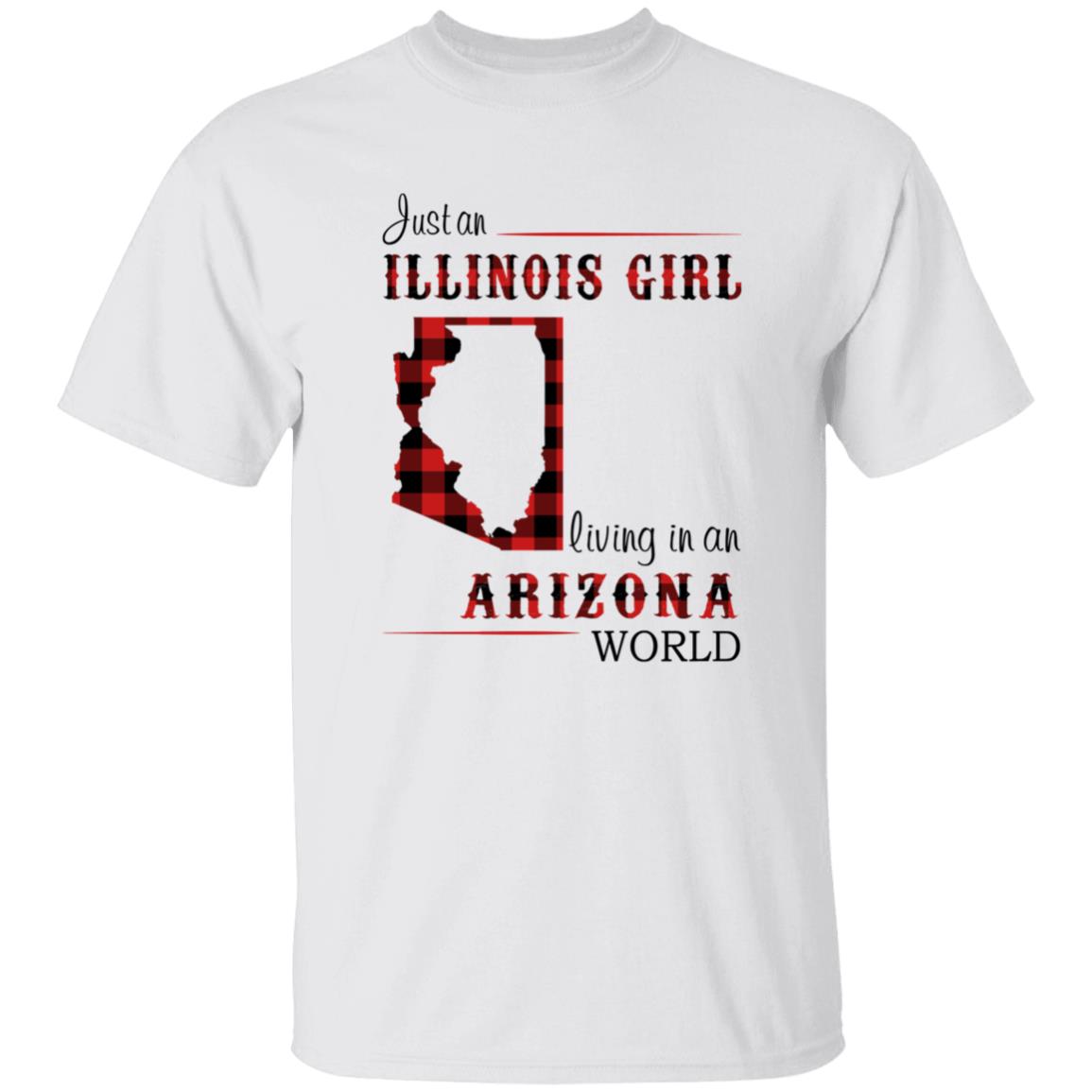 Just An Illinois Girl Living In An Arizona World T-shirt - T-shirt Born Live Plaid Red Teezalo