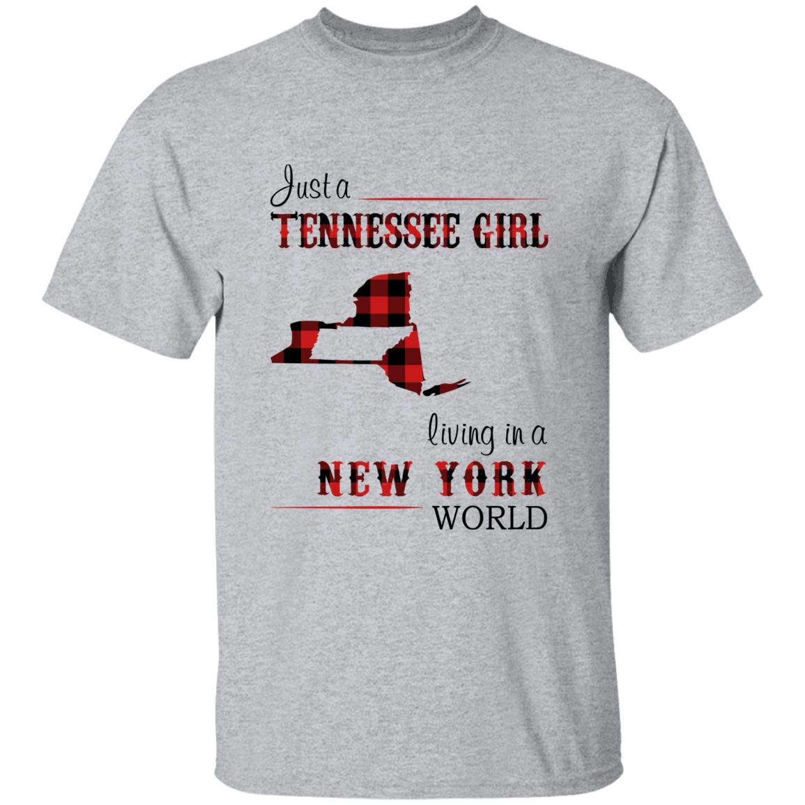 Just A Tennessee Girl Living In A New York World T-shirt - T-shirt Born Live Plaid Red Teezalo