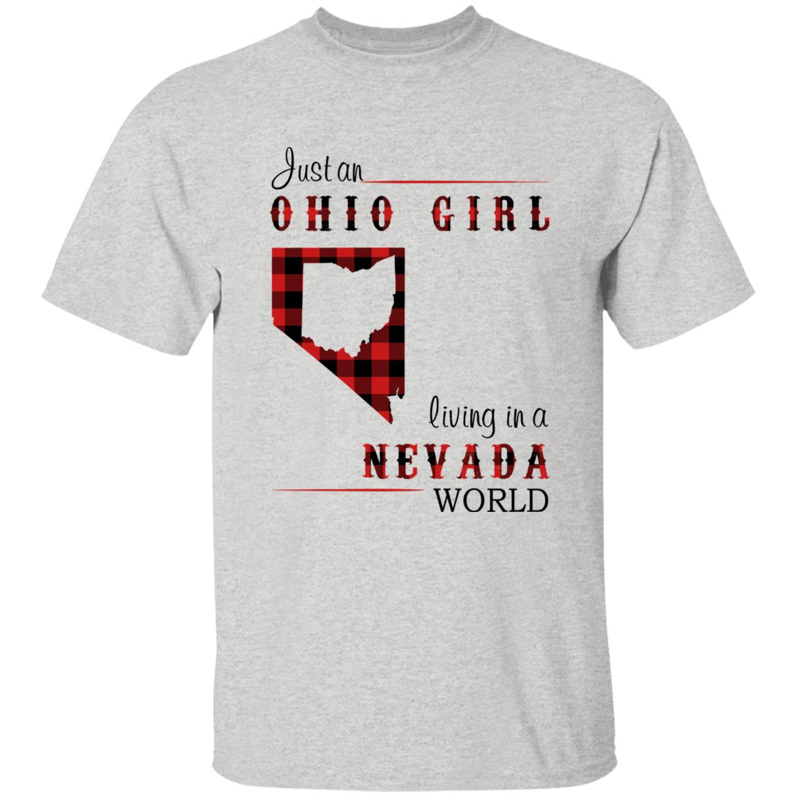 Just An Ohio Girl Living In A Nevada World T-shirt - T-shirt Born Live Plaid Red Teezalo