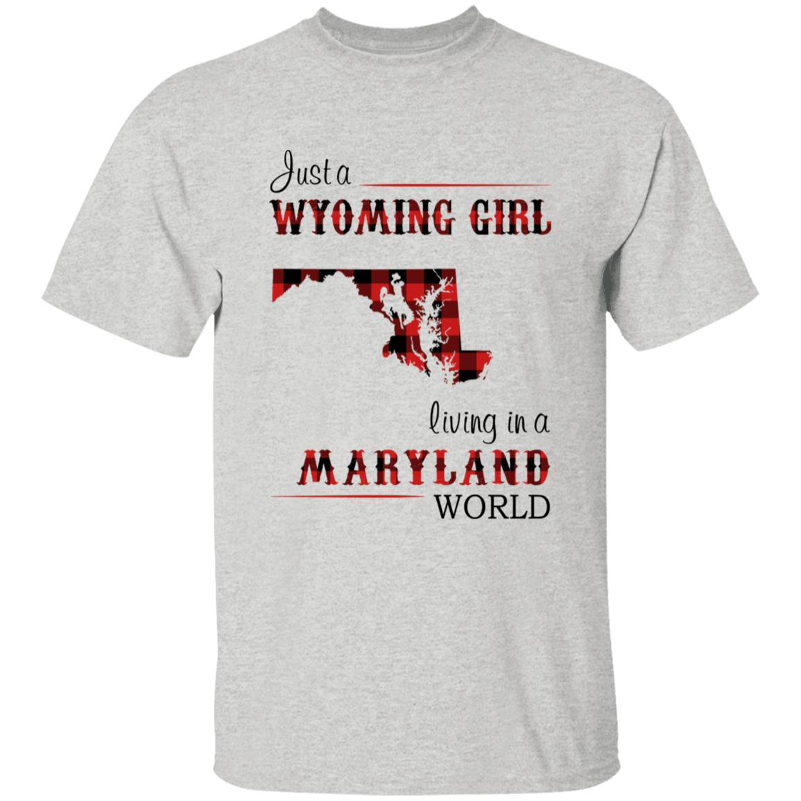 Just A Wyoming Girl Living In A Maryland World T-shirt - T-shirt Born Live Plaid Red Teezalo