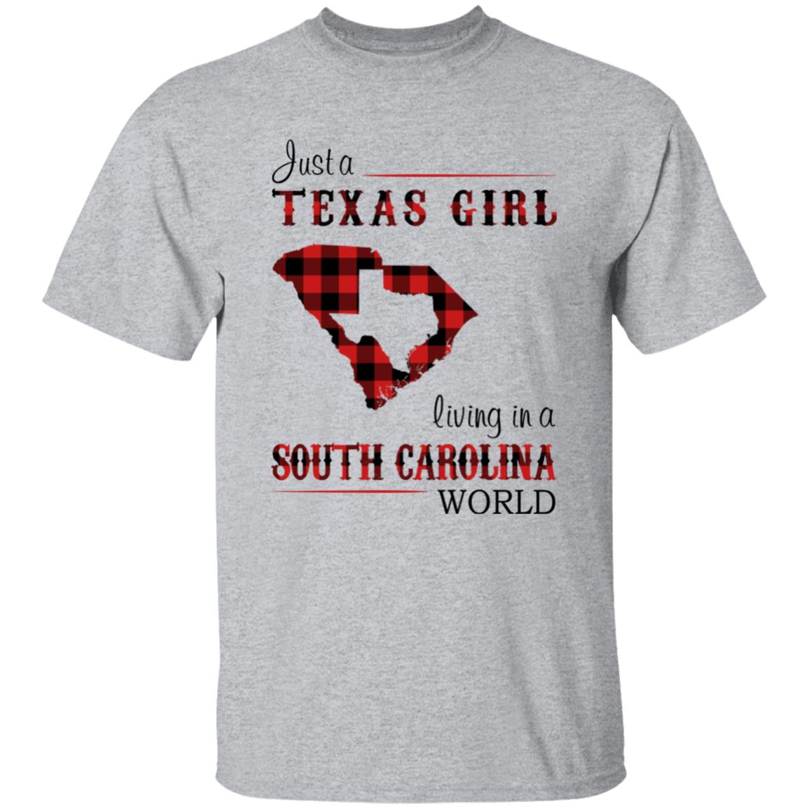 Just A Texas Girl Living In A South Carolina World T-shirt - T-shirt Born Live Plaid Red Teezalo