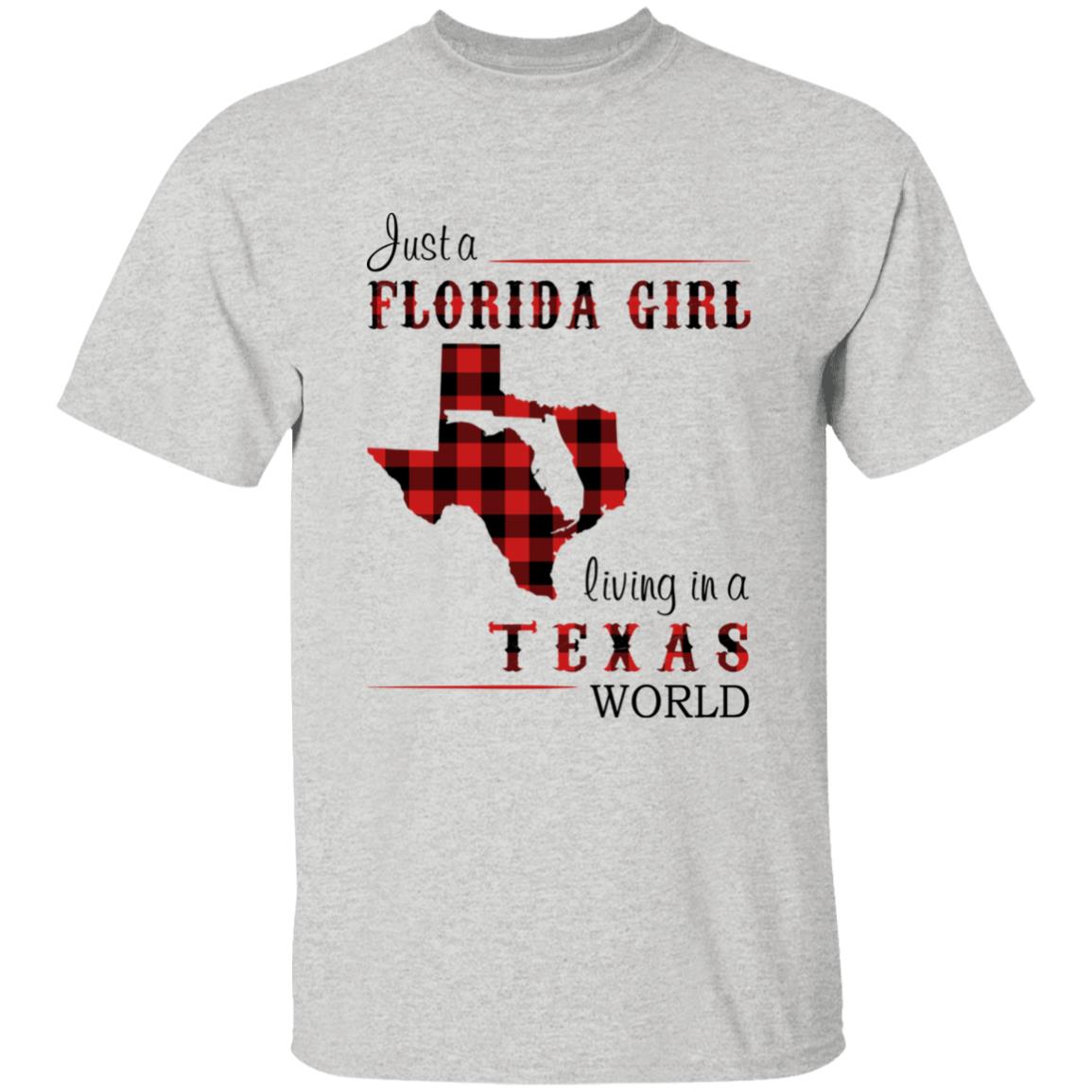 Just A Florida Girl Living In A Texas World T-shirt - T-shirt Born Live Plaid Red Teezalo