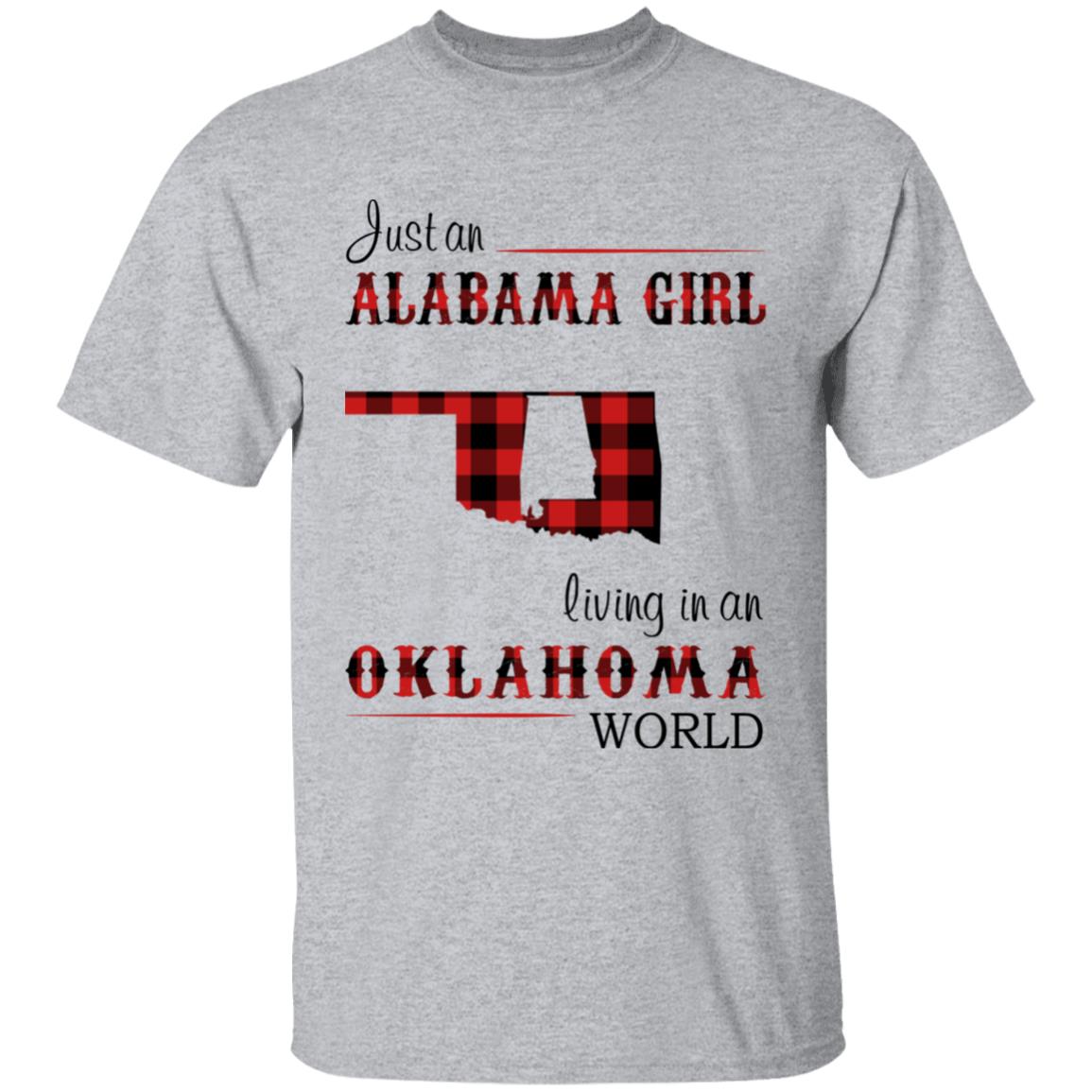 Just An Alabama  Girl Living In An Oklahoma World T-shirt - T-shirt Born Live Plaid Red Teezalo