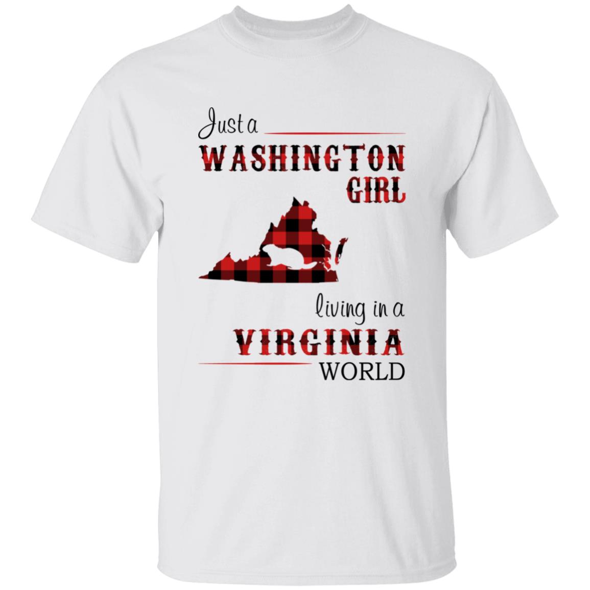 Just A Washington Girl Living In A Virginia World T-shirt - T-shirt Born Live Plaid Red Teezalo