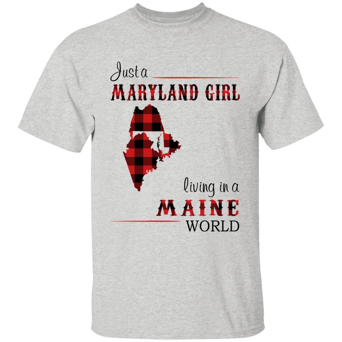 Just A Maryland Girl Living In A Maine World T-shirt - T-shirt Born Live Plaid Red Teezalo