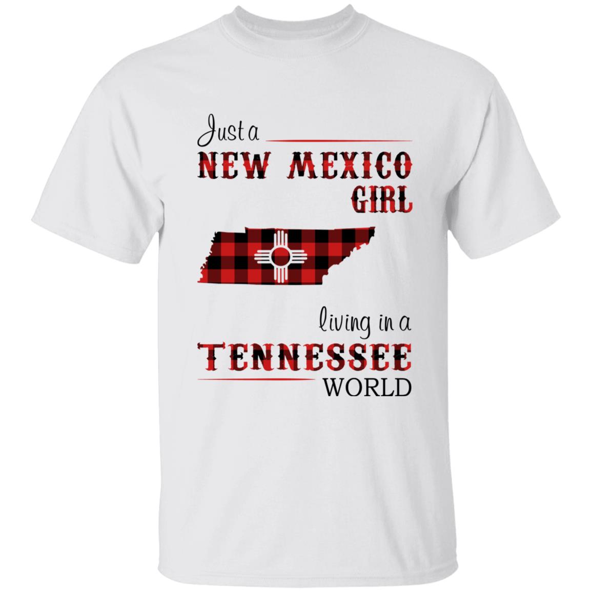 Just A New Mexico Girl Living In A Tennessee World T-shirt - T-shirt Born Live Plaid Red Teezalo