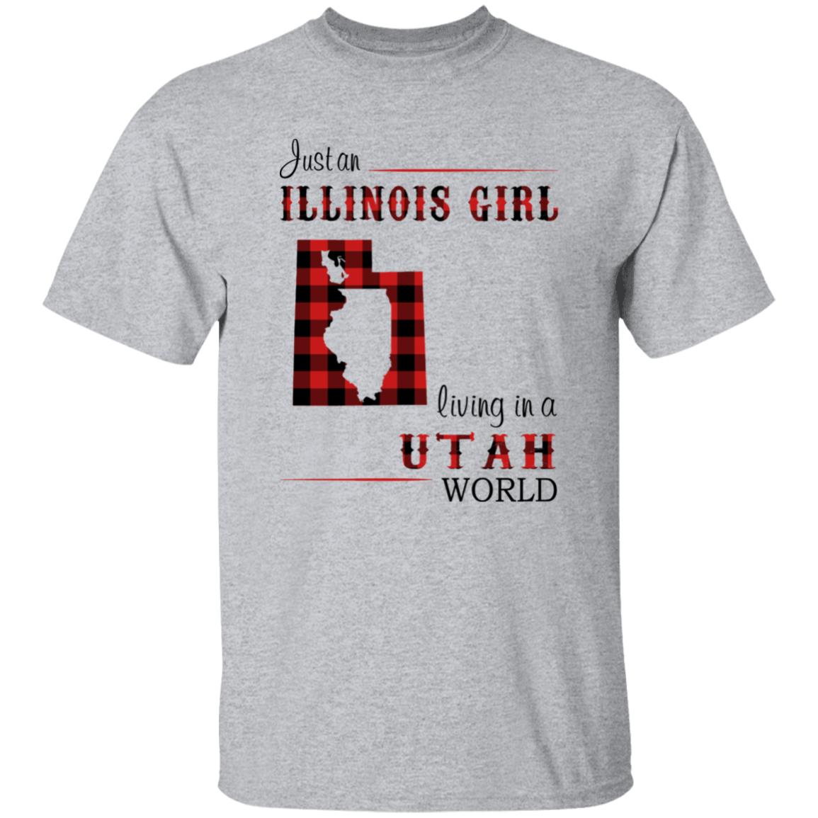 Just An Illinois Girl Living In A Utah World T-shirt - T-shirt Born Live Plaid Red Teezalo