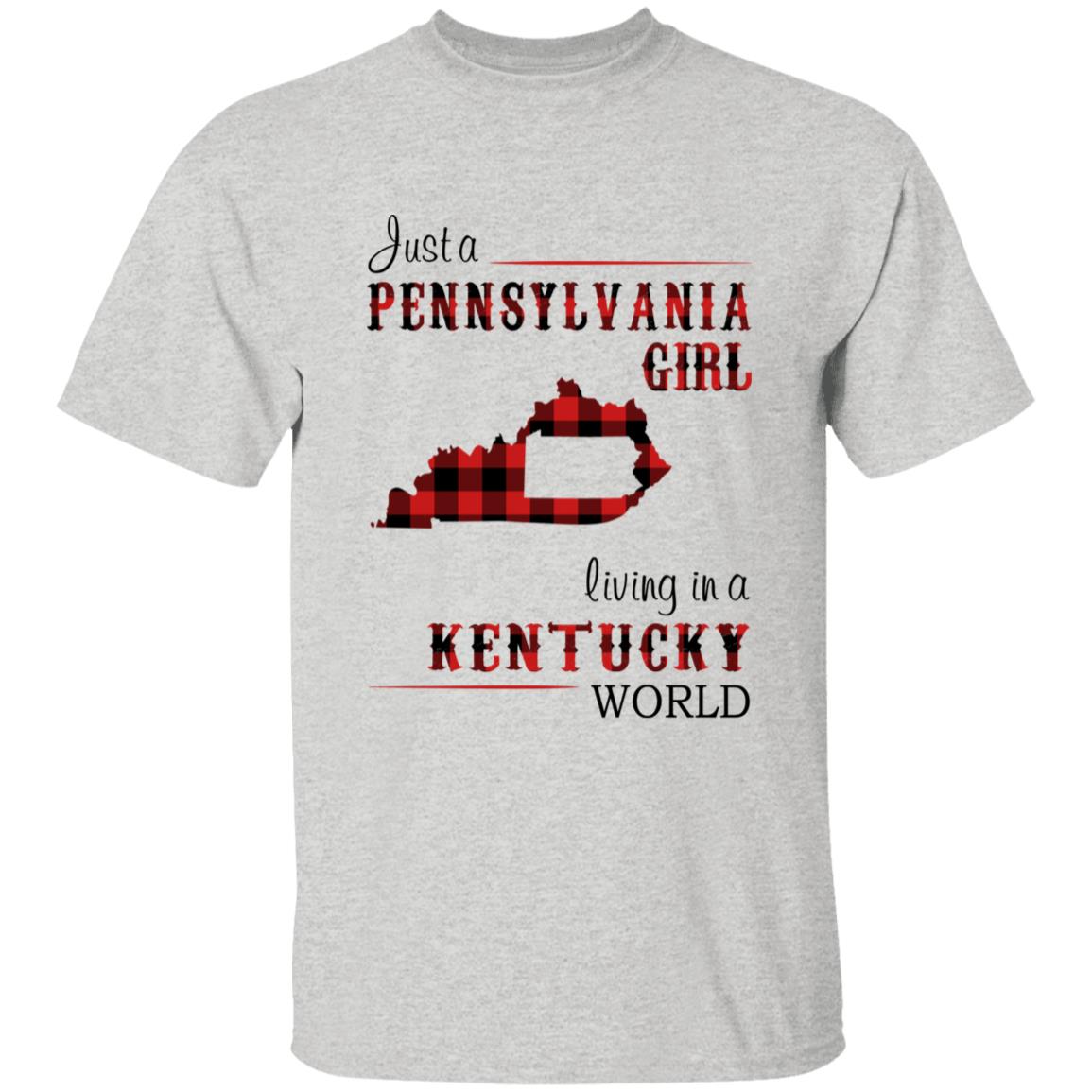 Just A Pennsylvania Girl Living In A Kentucky World T-shirt - T-shirt Born Live Plaid Red Teezalo