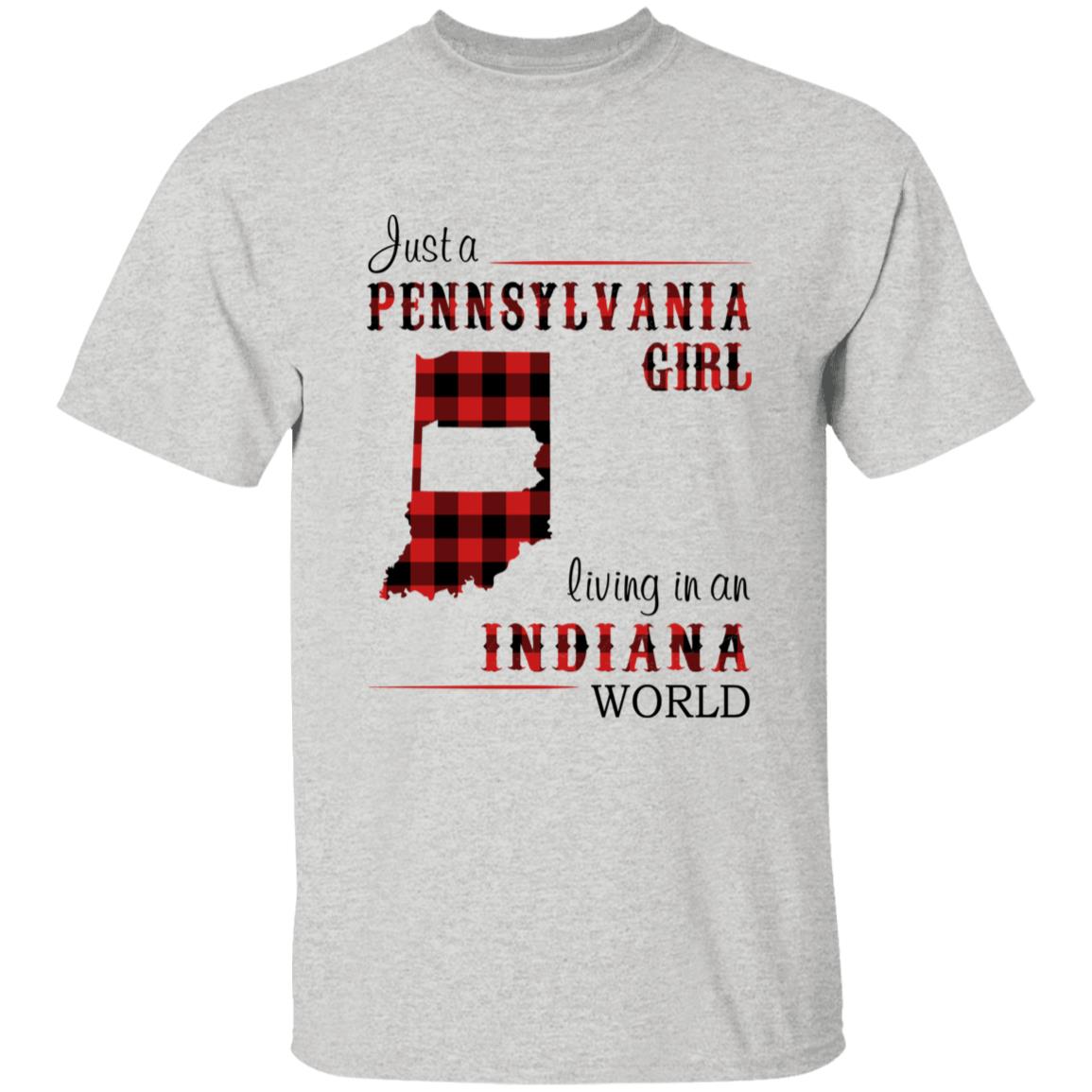 Just A Pennsylvania Girl Living In An Indiana World T-shirt - T-shirt Born Live Plaid Red Teezalo