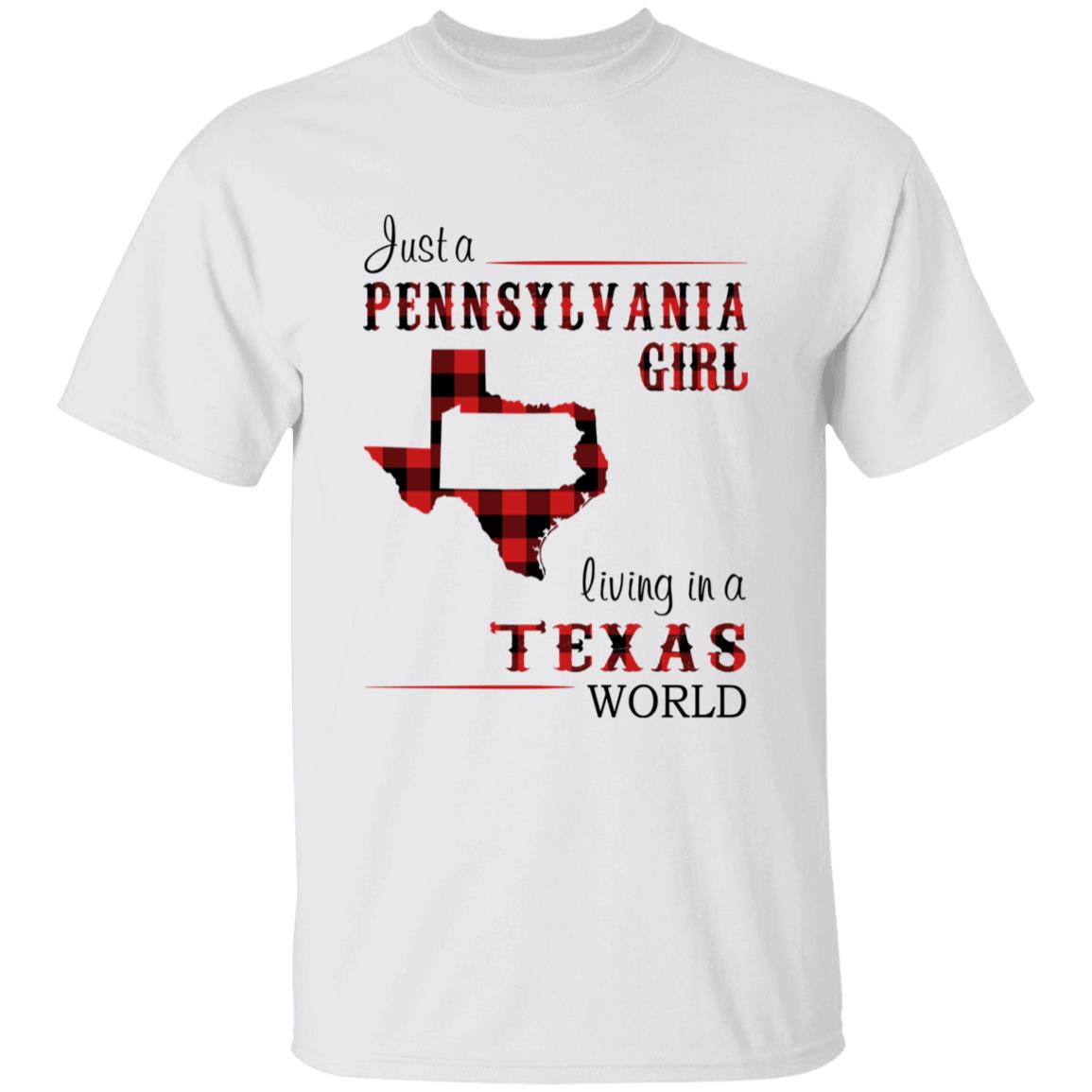 Just A Pennsylvania Girl Living In A Texas World T-shirt - T-shirt Born Live Plaid Red Teezalo