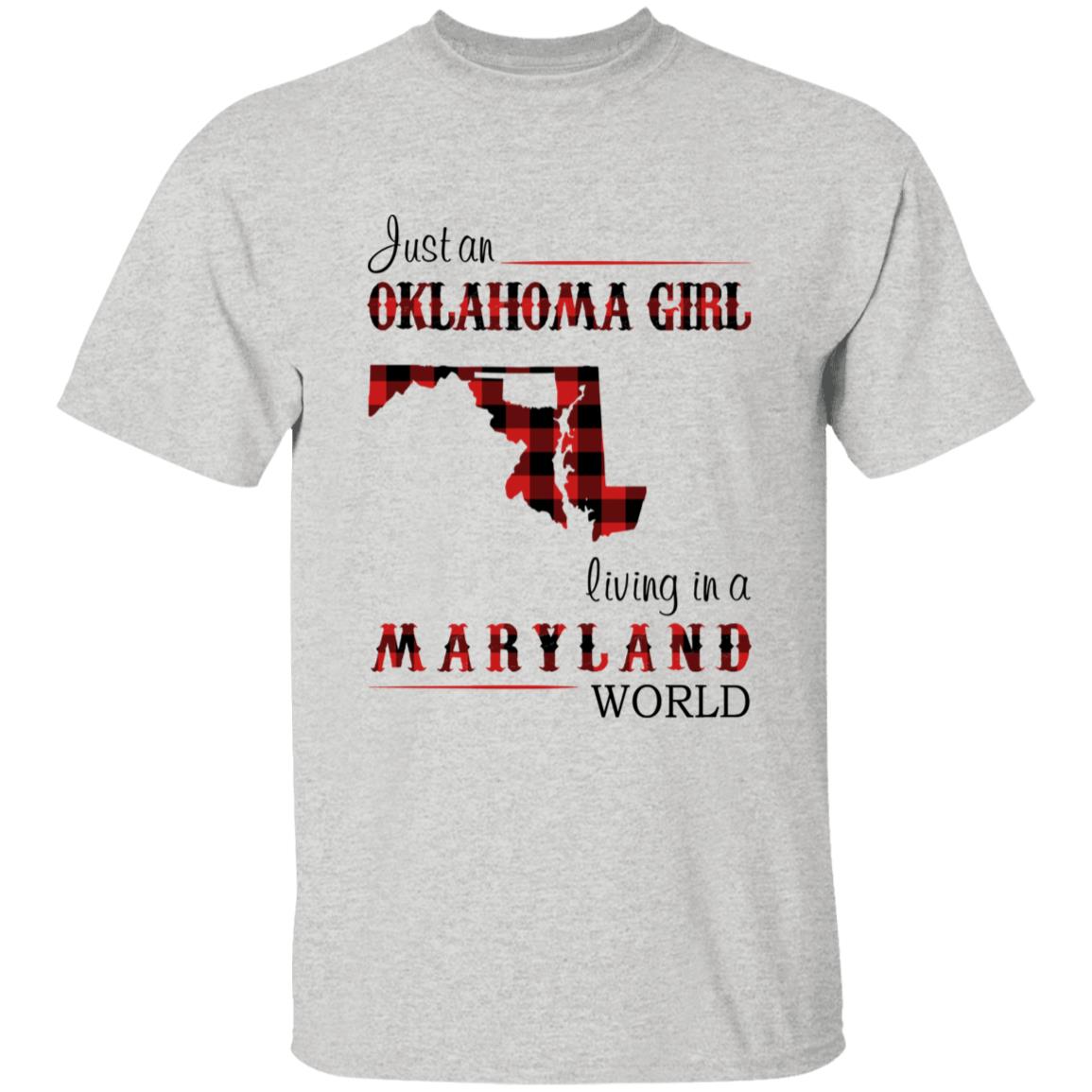 Just An Oklahoma Girl Living In A Maryland World T-shirt - T-shirt Born Live Plaid Red Teezalo