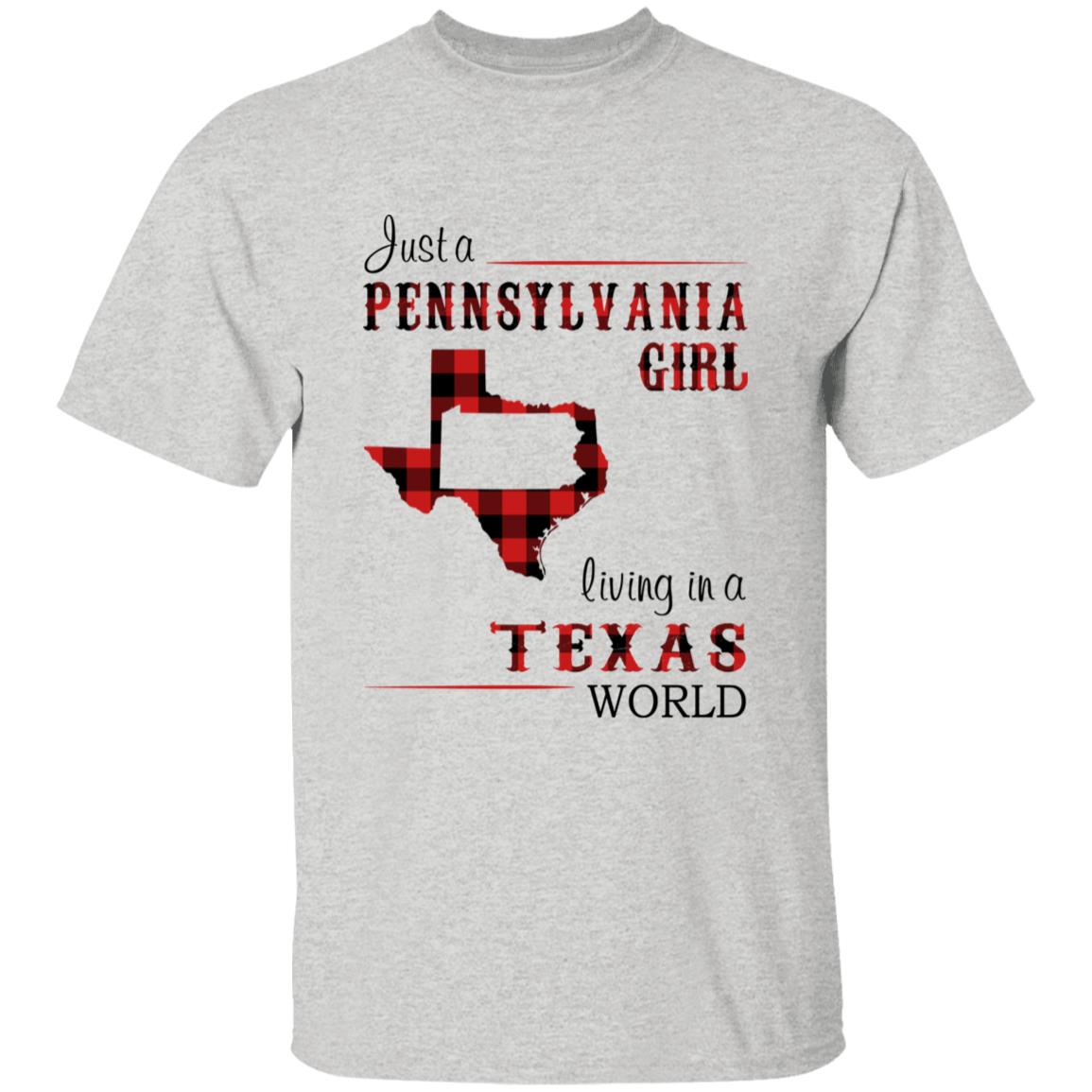 Just A Pennsylvania Girl Living In A Texas World T-shirt - T-shirt Born Live Plaid Red Teezalo