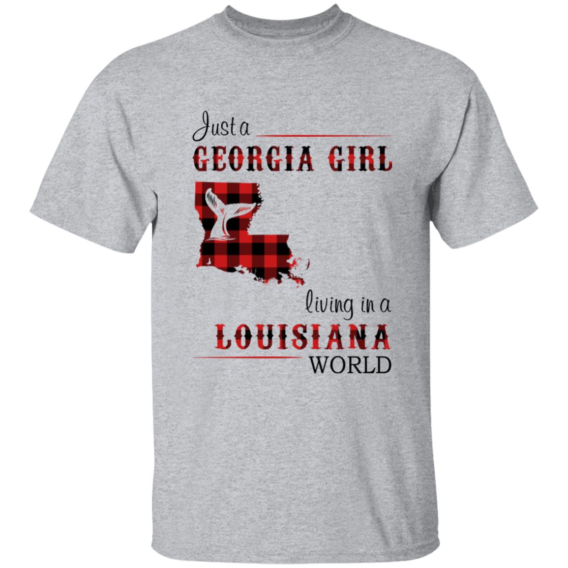 Just A Georgia Girl Living In A Louisiana World T-shirt - T-shirt Born Live Plaid Red Teezalo