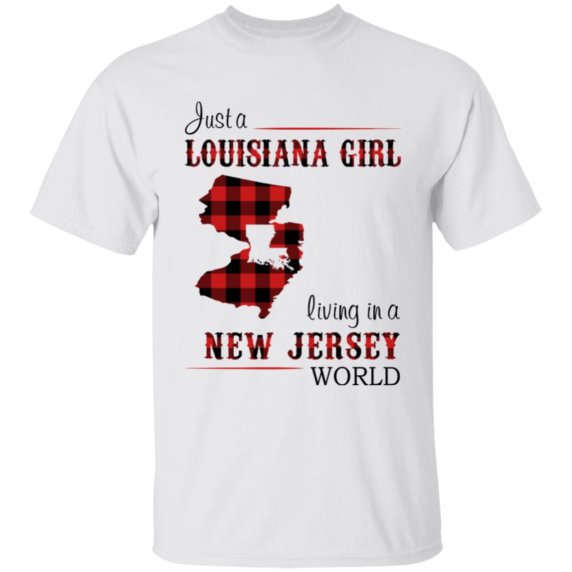 Just A Louisiana Girl Living In A New Jersey World T-shirt - T-shirt Born Live Plaid Red Teezalo