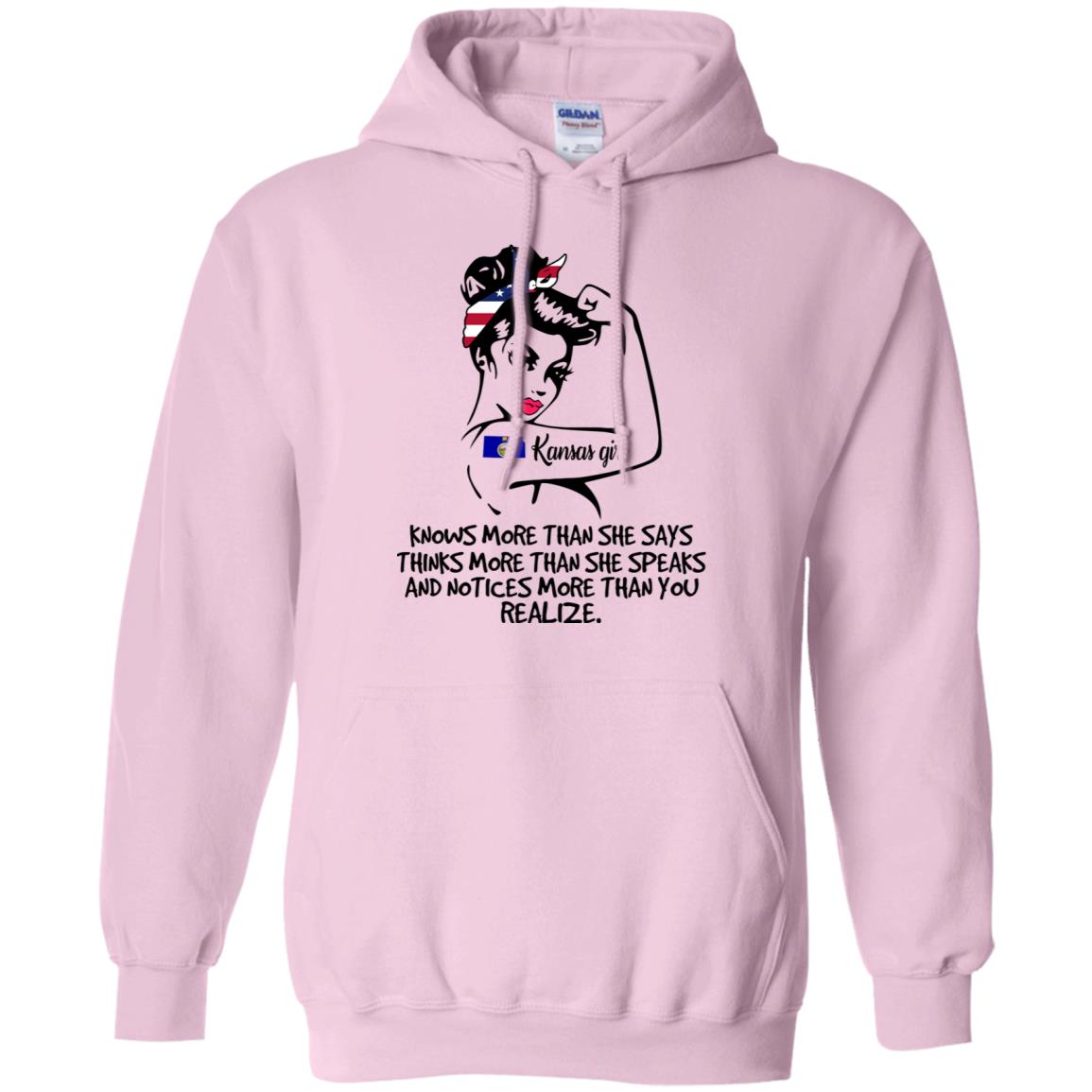 Kansas Girl Knows More Than She Says Hoodie - Hoodie Teezalo