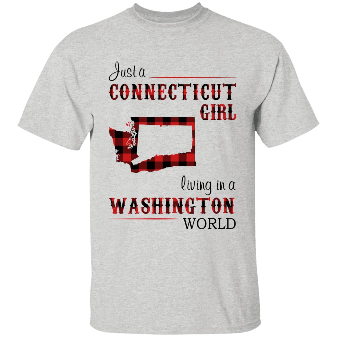 Just A Connecticut Girl Living In A Washington World T-shirt - T-shirt Born Live Plaid Red Teezalo